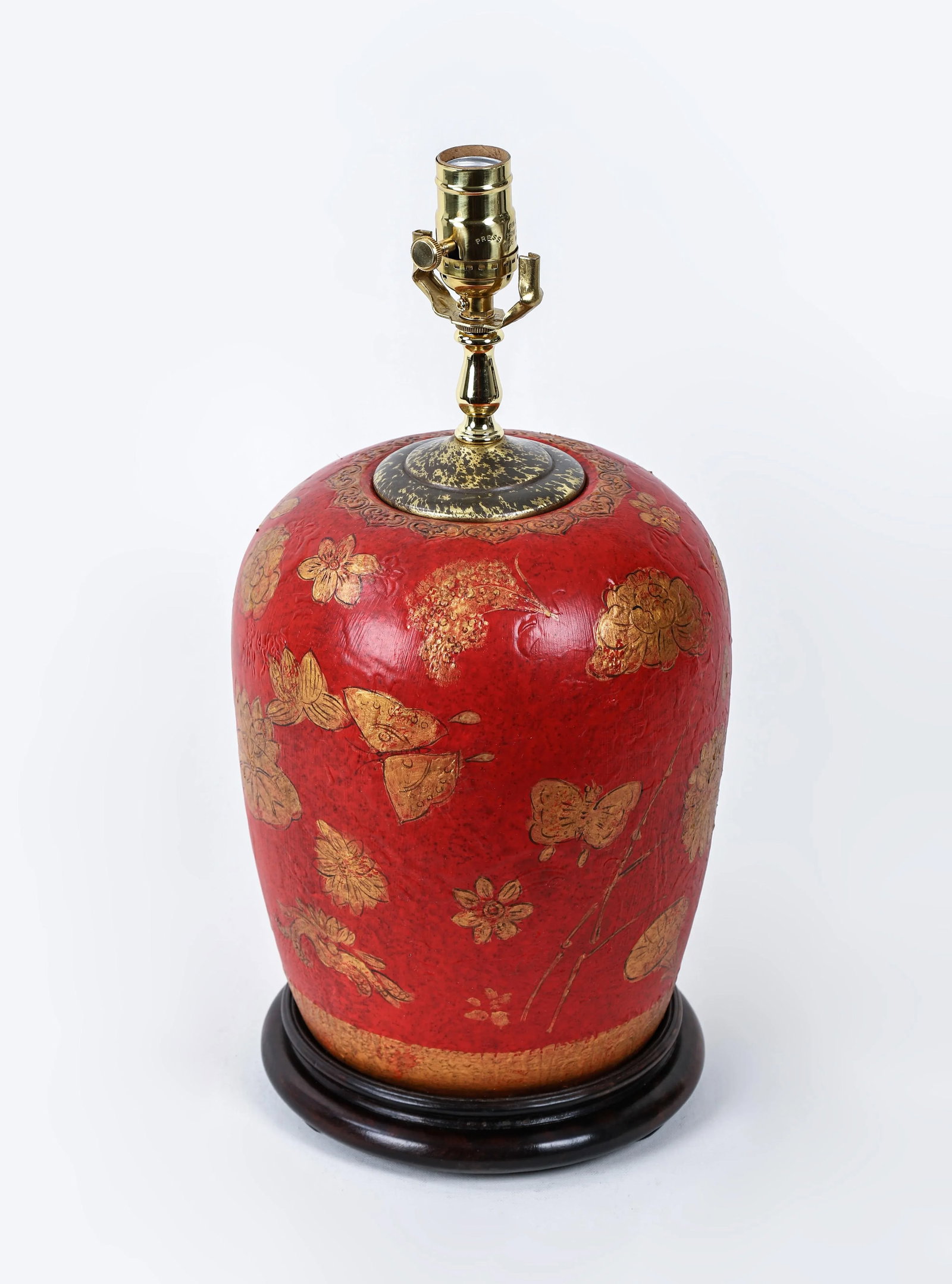 Red Hand Painted Flower Table Lamp - 4