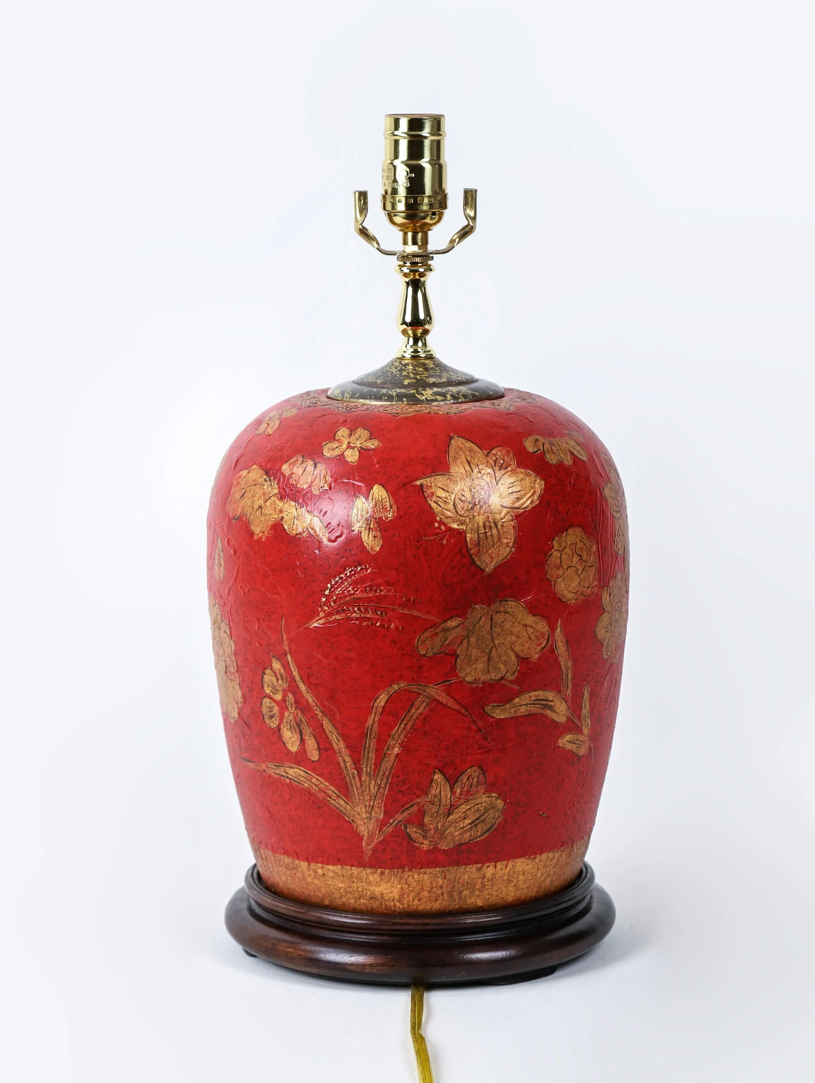 Red Hand Painted Flower Table Lamp - 7