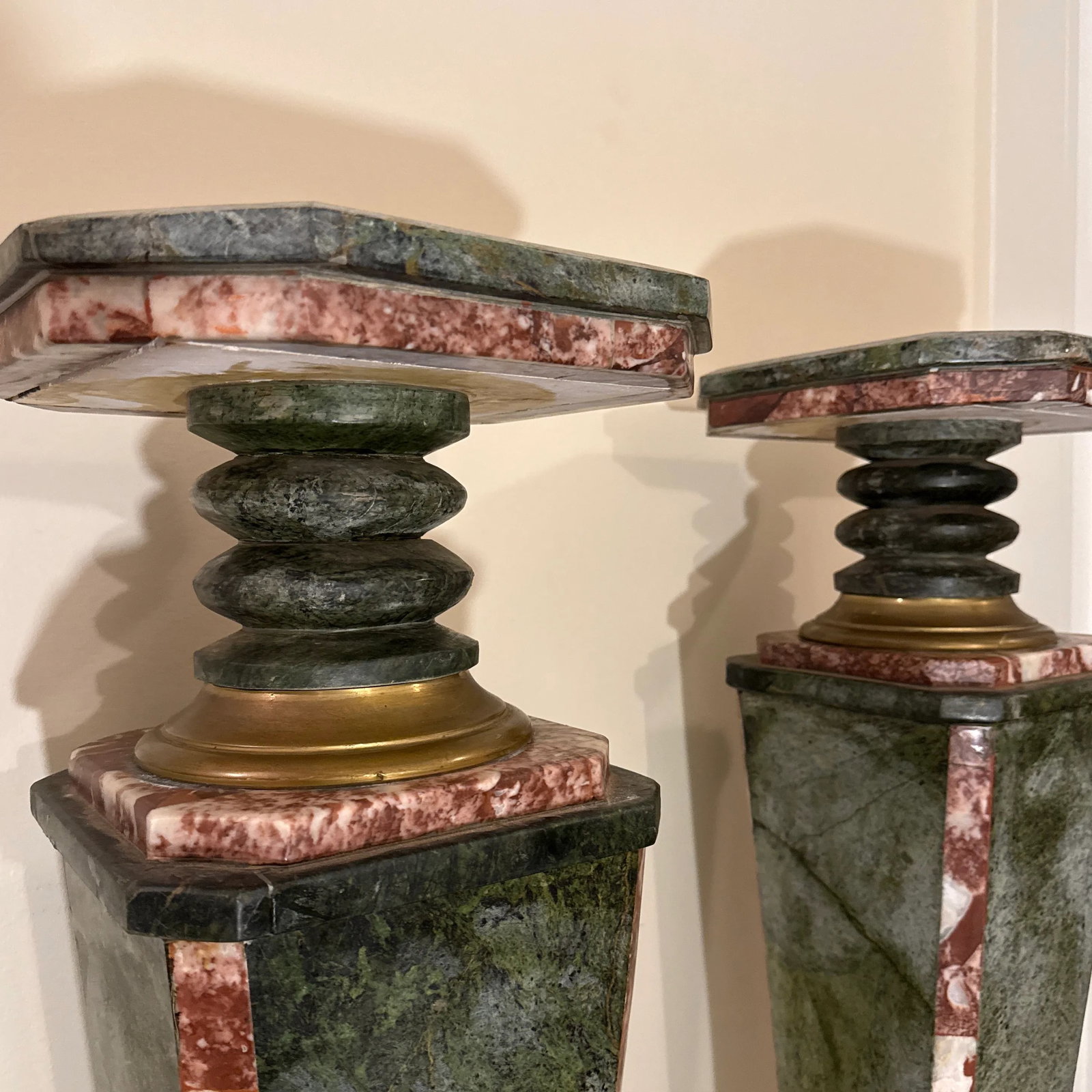 Late 19th Century Monumental Neoclassical Style Ornate Marble Pedestal ~ a Pair - 12