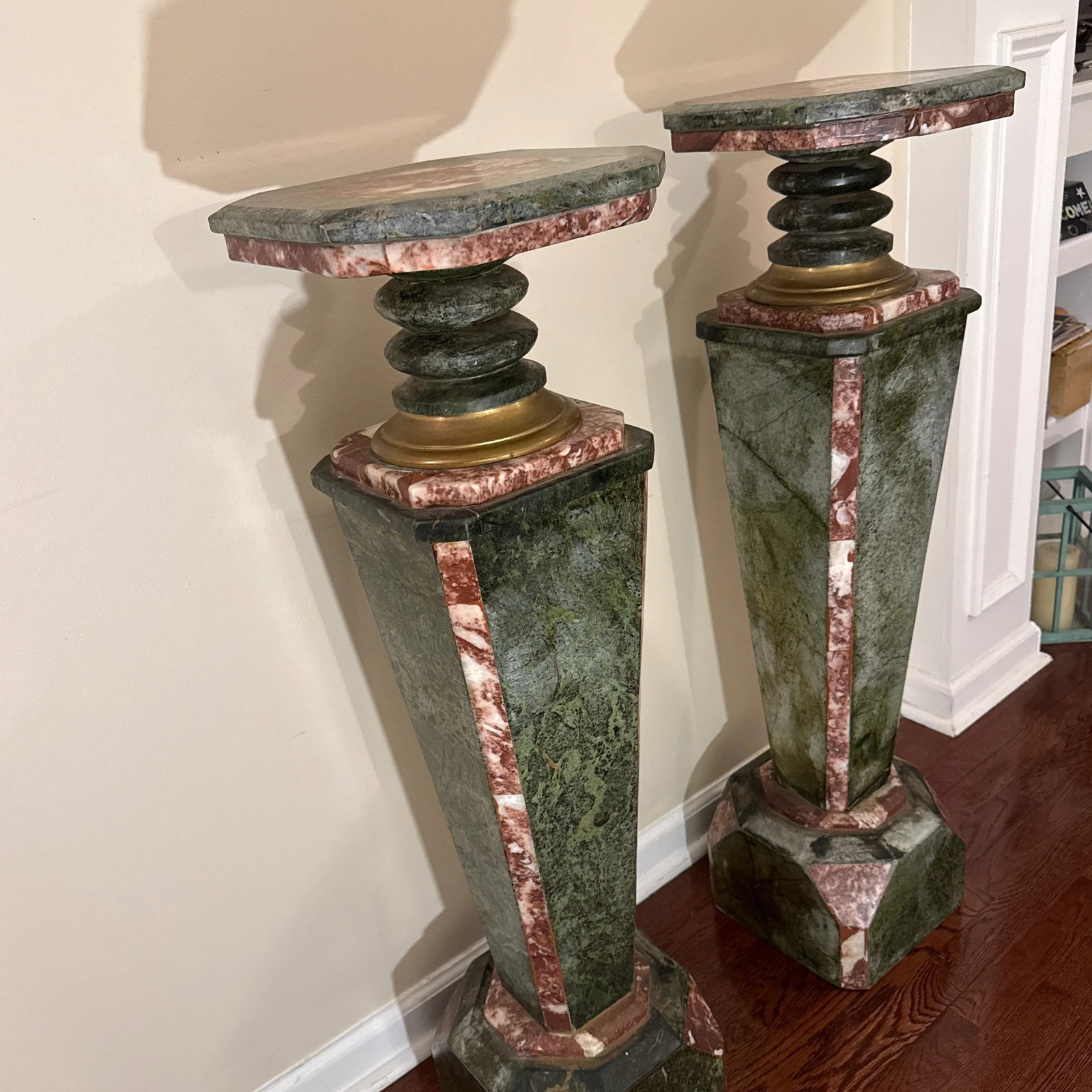Late 19th Century Monumental Neoclassical Style Ornate Marble Pedestal ~ a Pair - 9