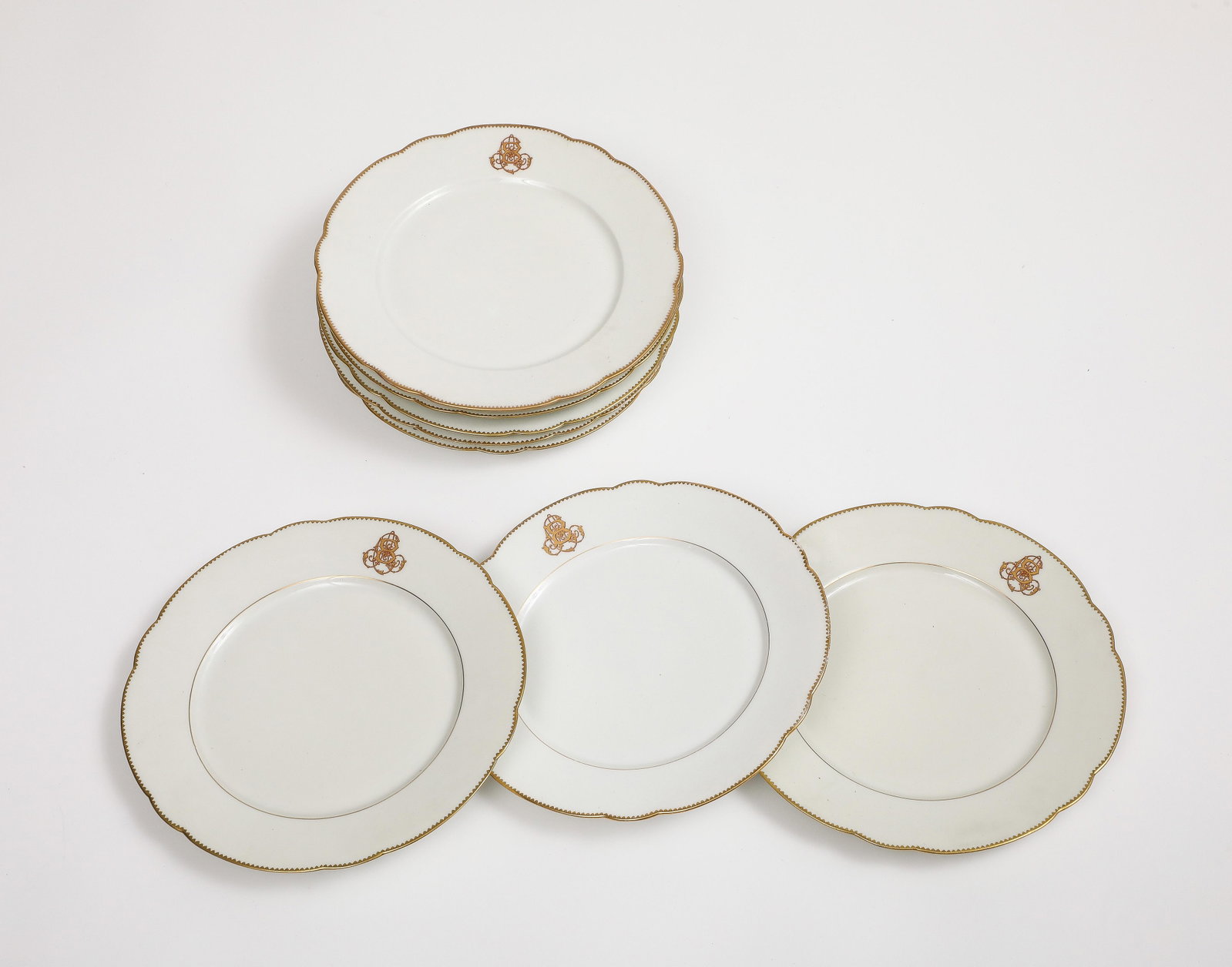 Set of 7 French Porcelain Charles Pillivuyt & Cie Dinner Plates - 4
