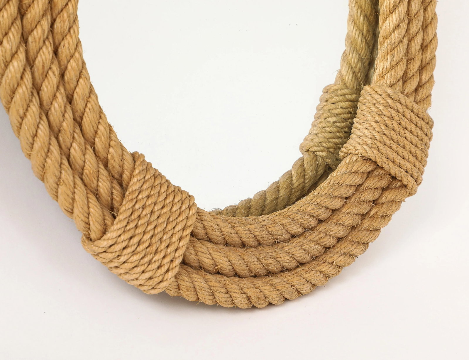 Pair of Audoux Minet Round Wall Rope Mirrors, France 1960s - 3