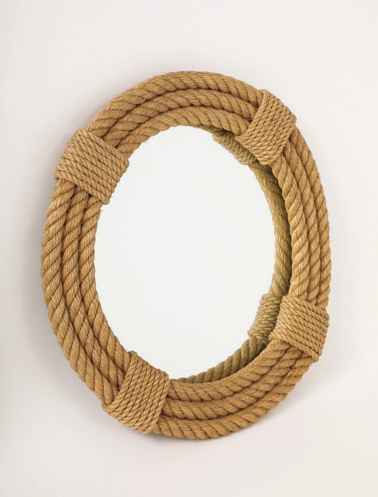 Pair of Audoux Minet Round Wall Rope Mirrors, France 1960s - 6