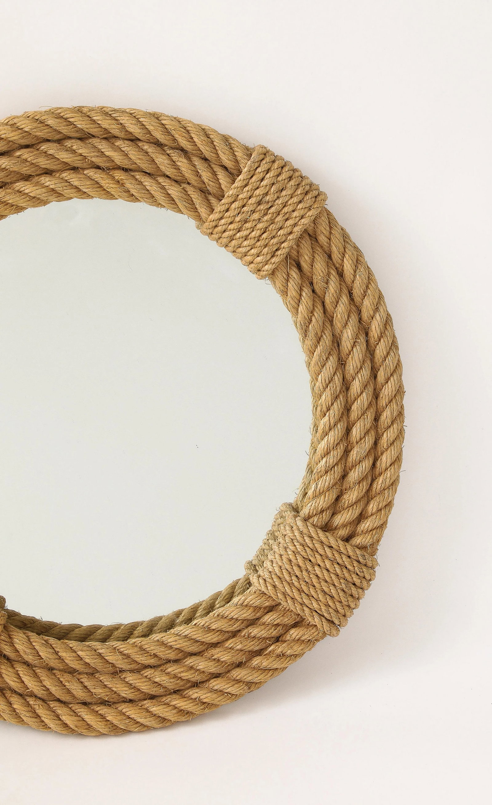 Pair of Audoux Minet Round Wall Rope Mirrors, France 1960s - 7