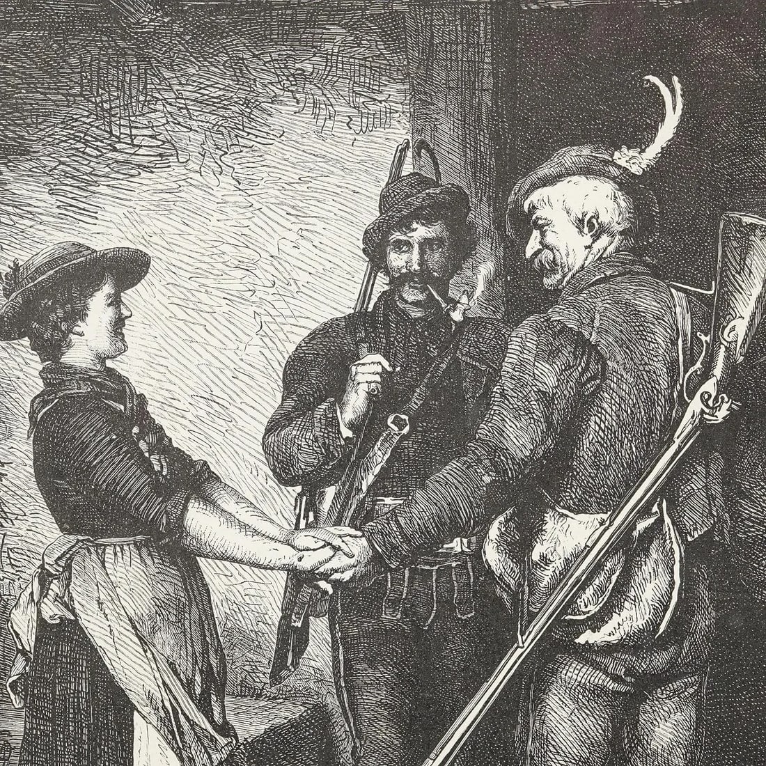 Antique Copper Engraving Print With Bavarian Scene Ca. 1900 - 3