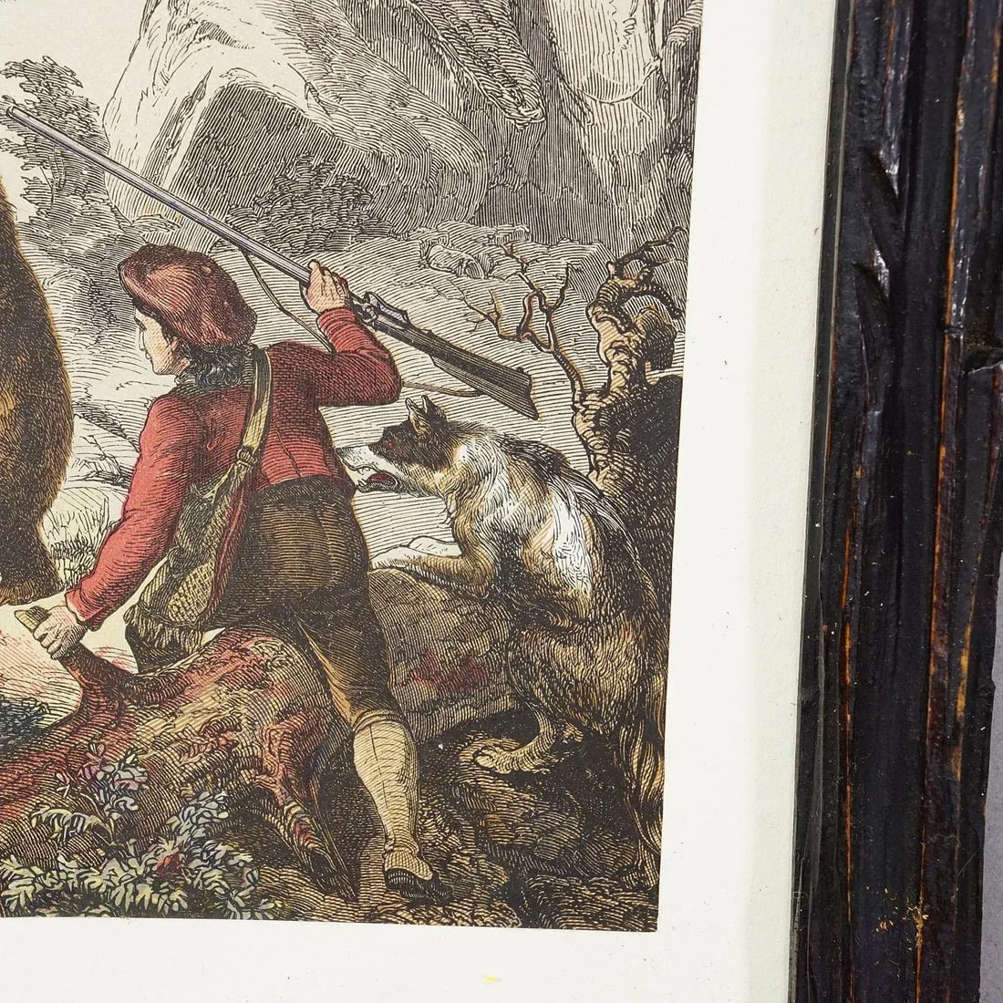 Antique Lithography Print Depicting a Bear Hunt 19th Century - 4