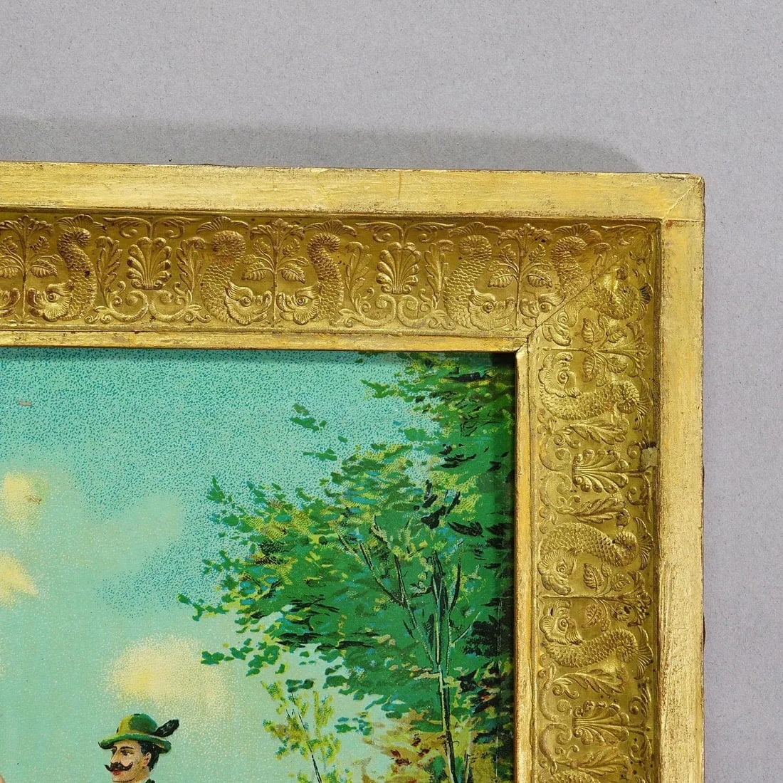 Antique Oil Print With Victorian Hunting Scene After Josef Ringeisen - 5