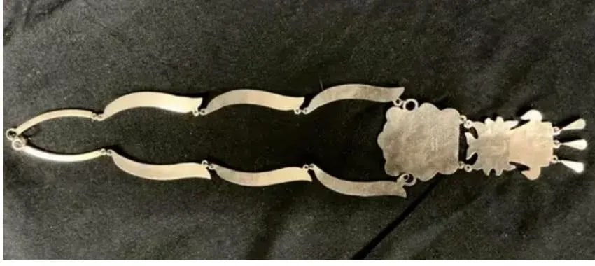 Mexican Alpaca Silver and Turquoise Inlay Necklace - 6