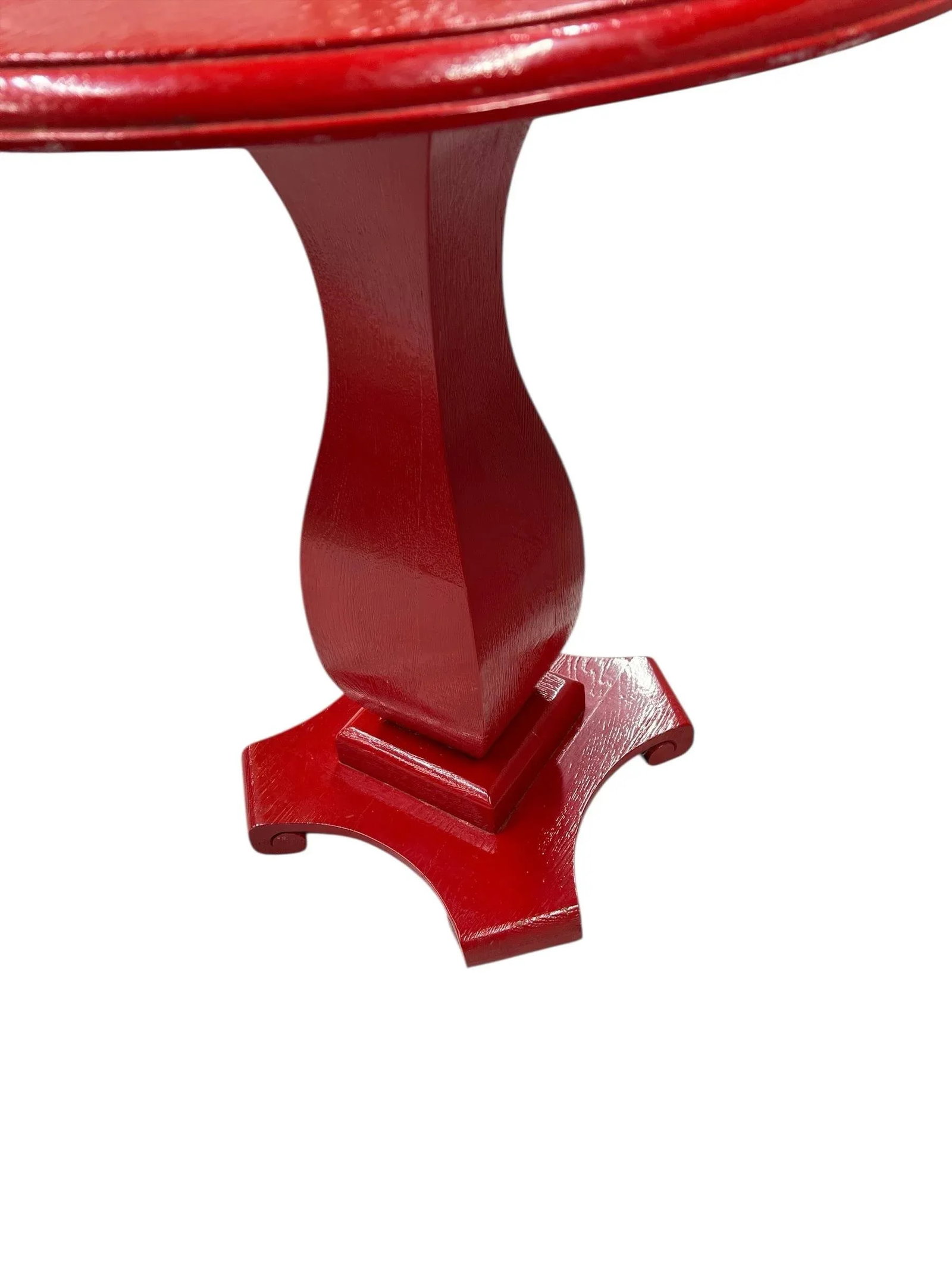 Vintage Oak Painted Red Pedestal Drink Table Side Table - 6