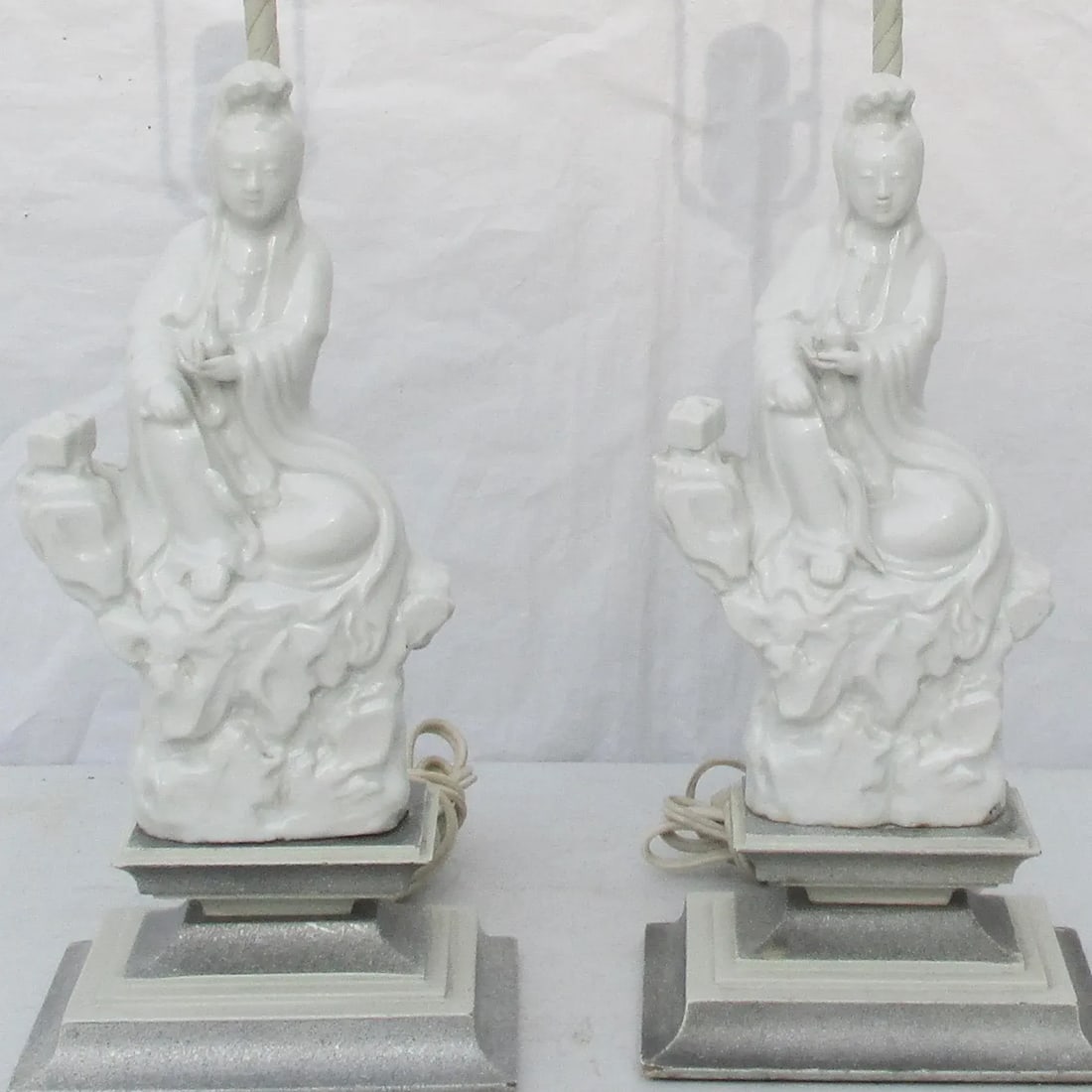Vintage 1950s Chinese Blanc De Chine Lamps - a Pair - 2