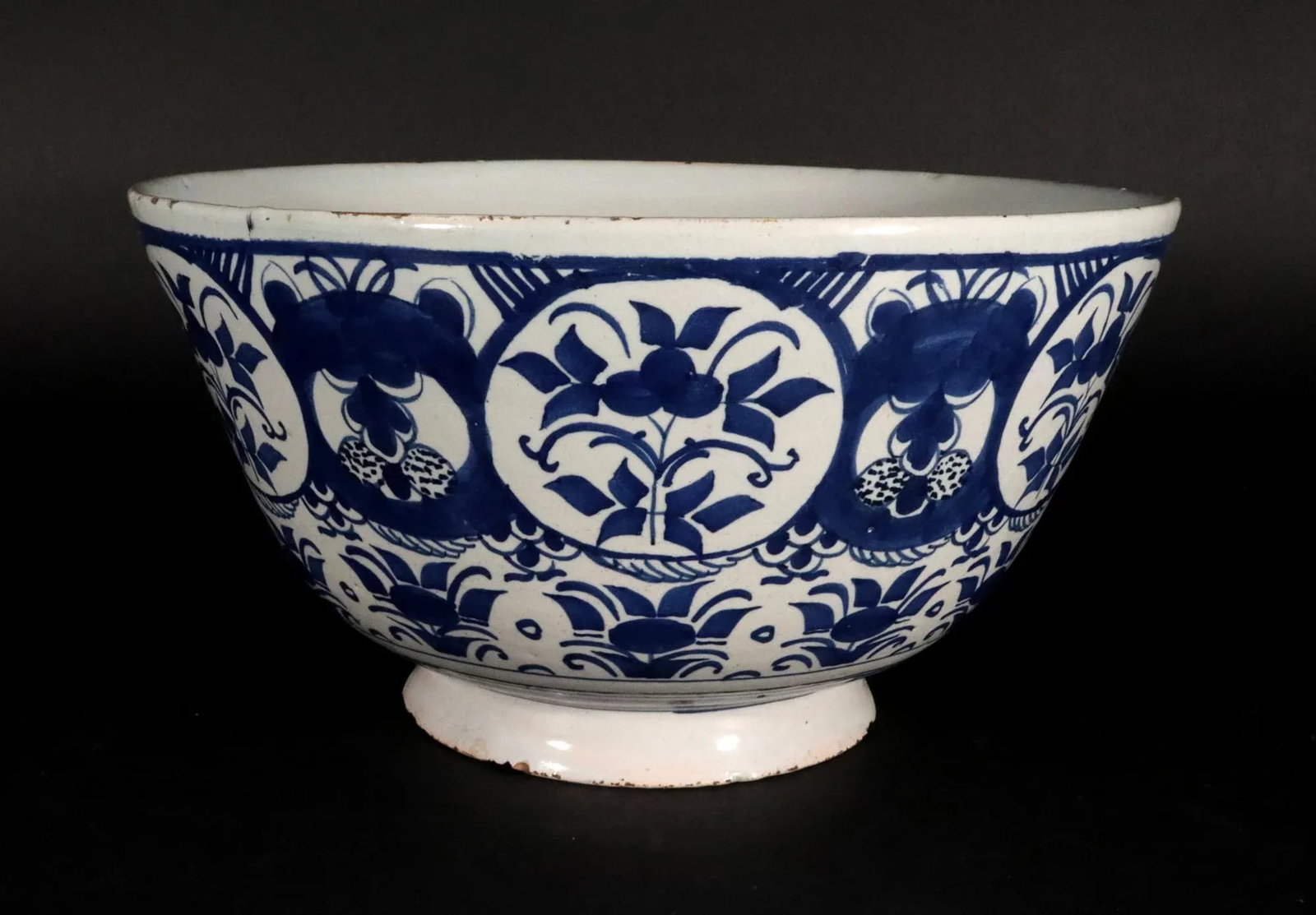 18th Century Dutch Delft Blue & White Chinoiserie Punch Bowl, Circa 1720 - 2
