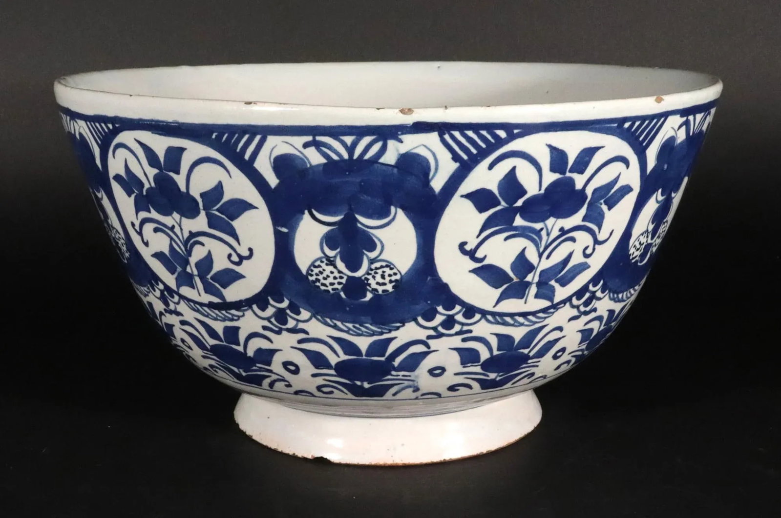18th Century Dutch Delft Blue & White Chinoiserie Punch Bowl, Circa 1720 - 5