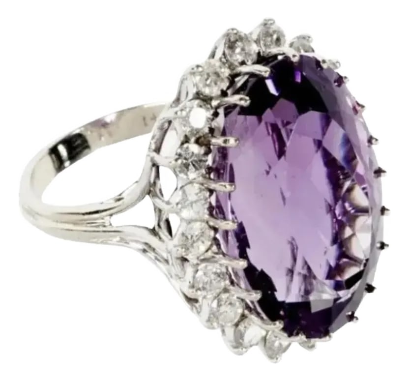 14k White Gold Amethyst and Diamond Ring (1 of 6)