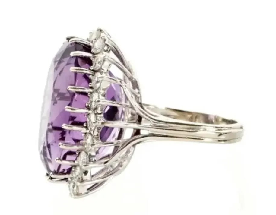 14k White Gold Amethyst and Diamond Ring - 3