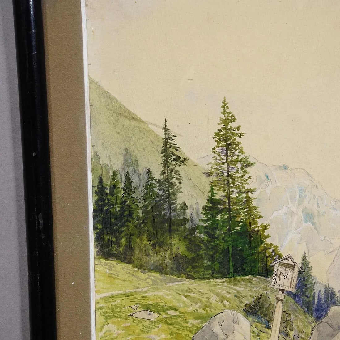 Alpine Landscape Watercolor Painting With Tyrolean Mountain Hut - 5