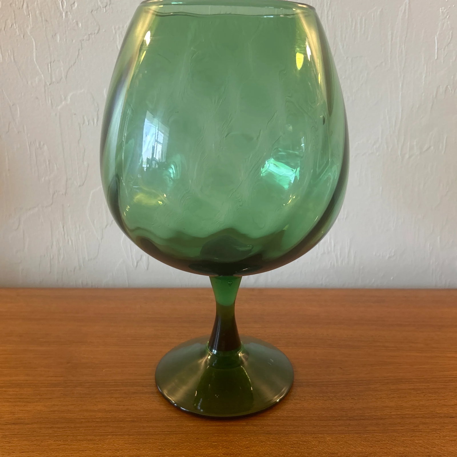 Mid-Century Italian Empoli Green Optic Glass Compote Pedestal Bowl - 2