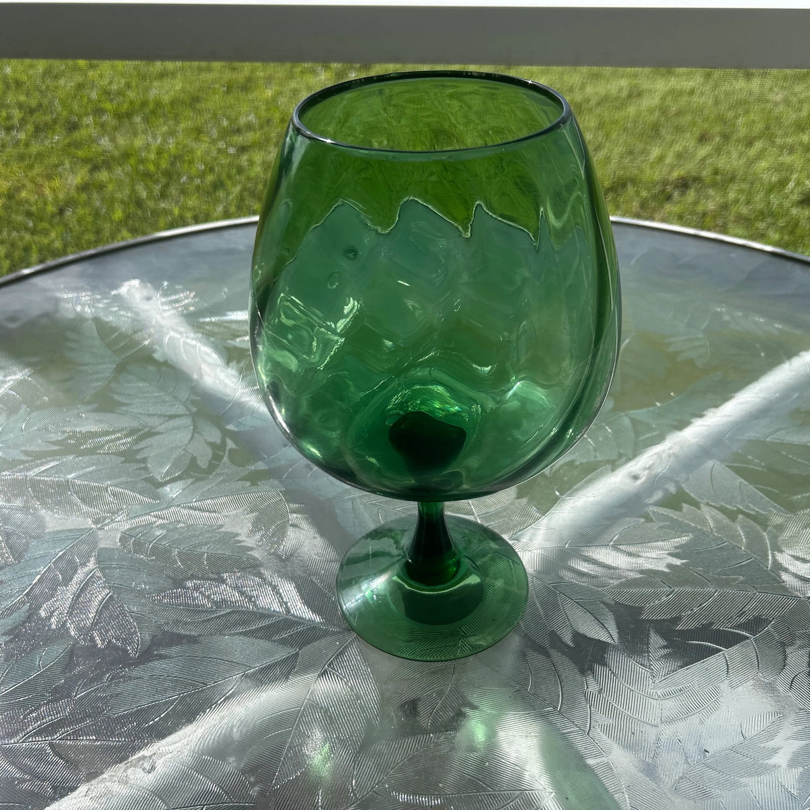 Mid-Century Italian Empoli Green Optic Glass Compote Pedestal Bowl - 5