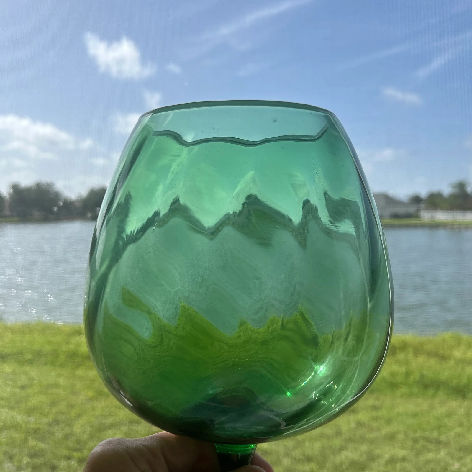Mid-Century Italian Empoli Green Optic Glass Compote Pedestal Bowl - 6