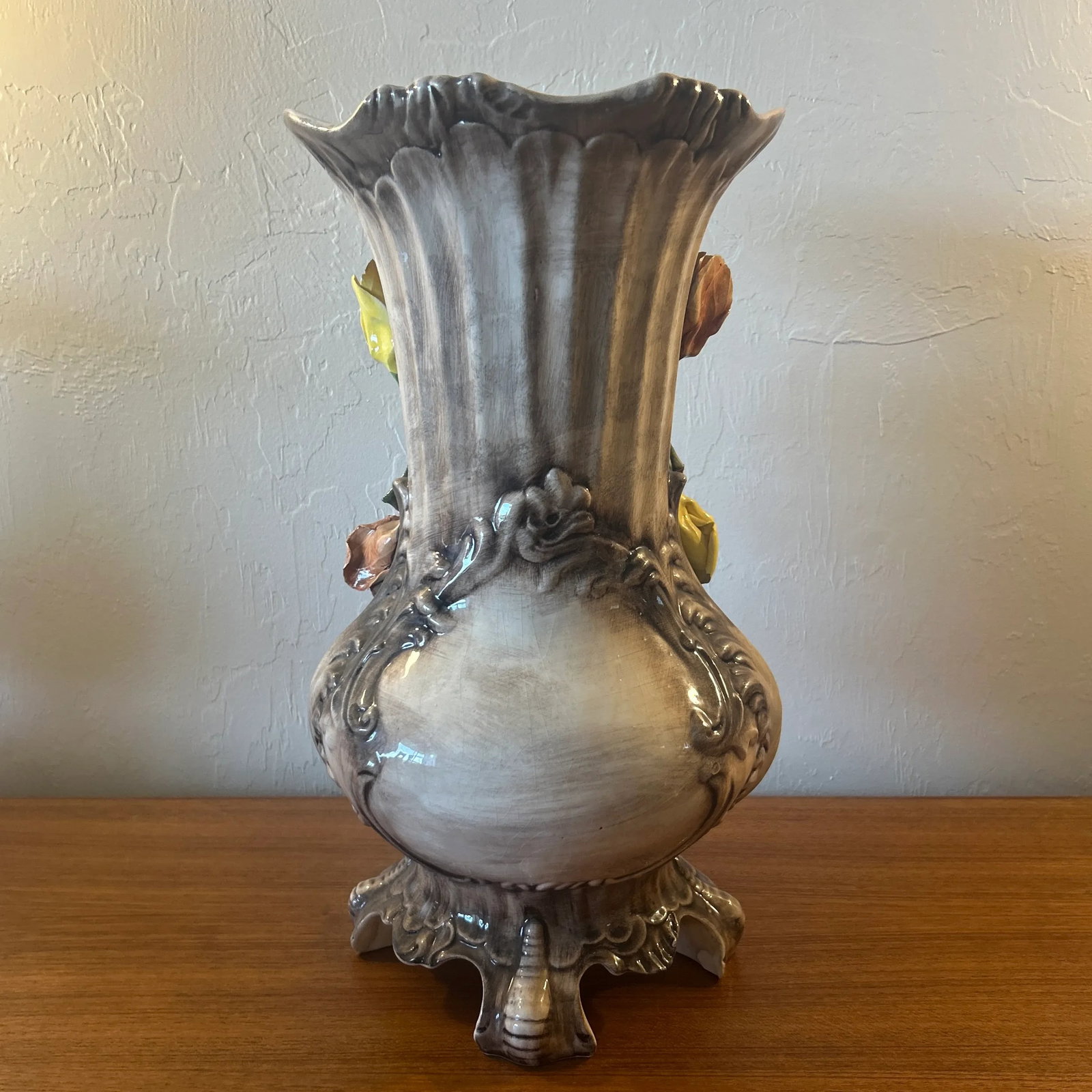 Tall Vintage Capodimonte Porcelain Floral Vase, Made in Italy - 5