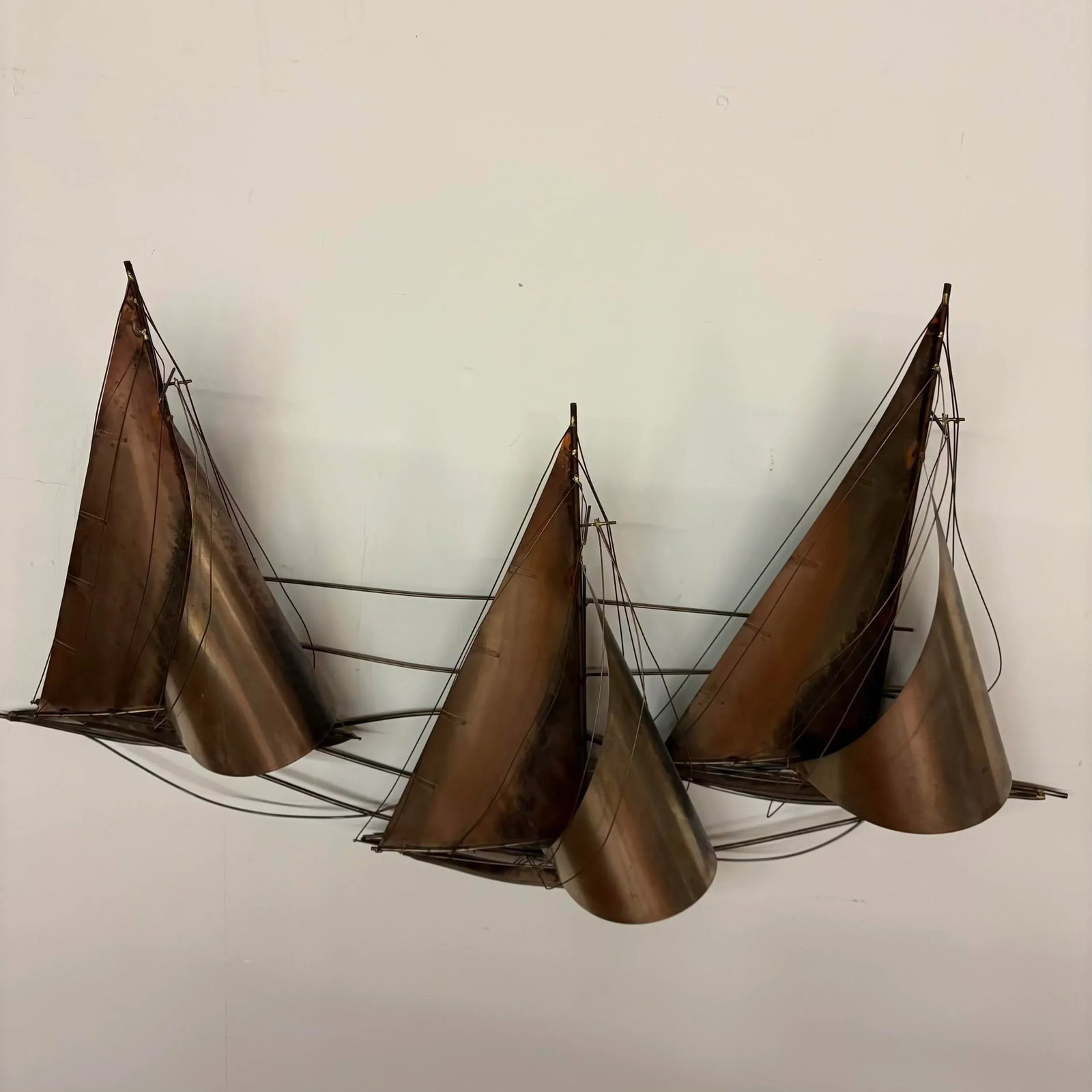 Vintage 1977 Curtis Jere Sailboat Wall Sculpture - 2