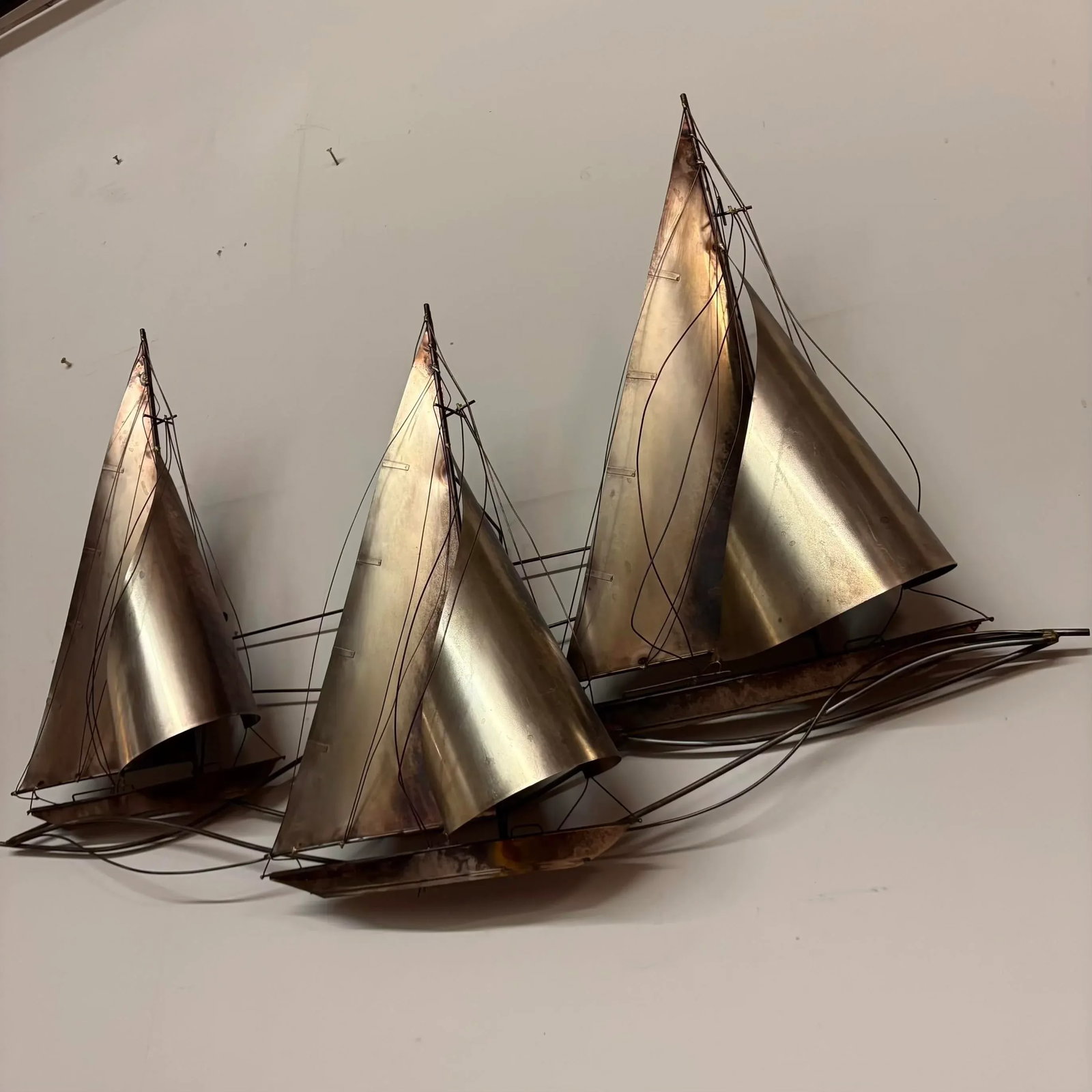 Vintage 1977 Curtis Jere Sailboat Wall Sculpture - 3