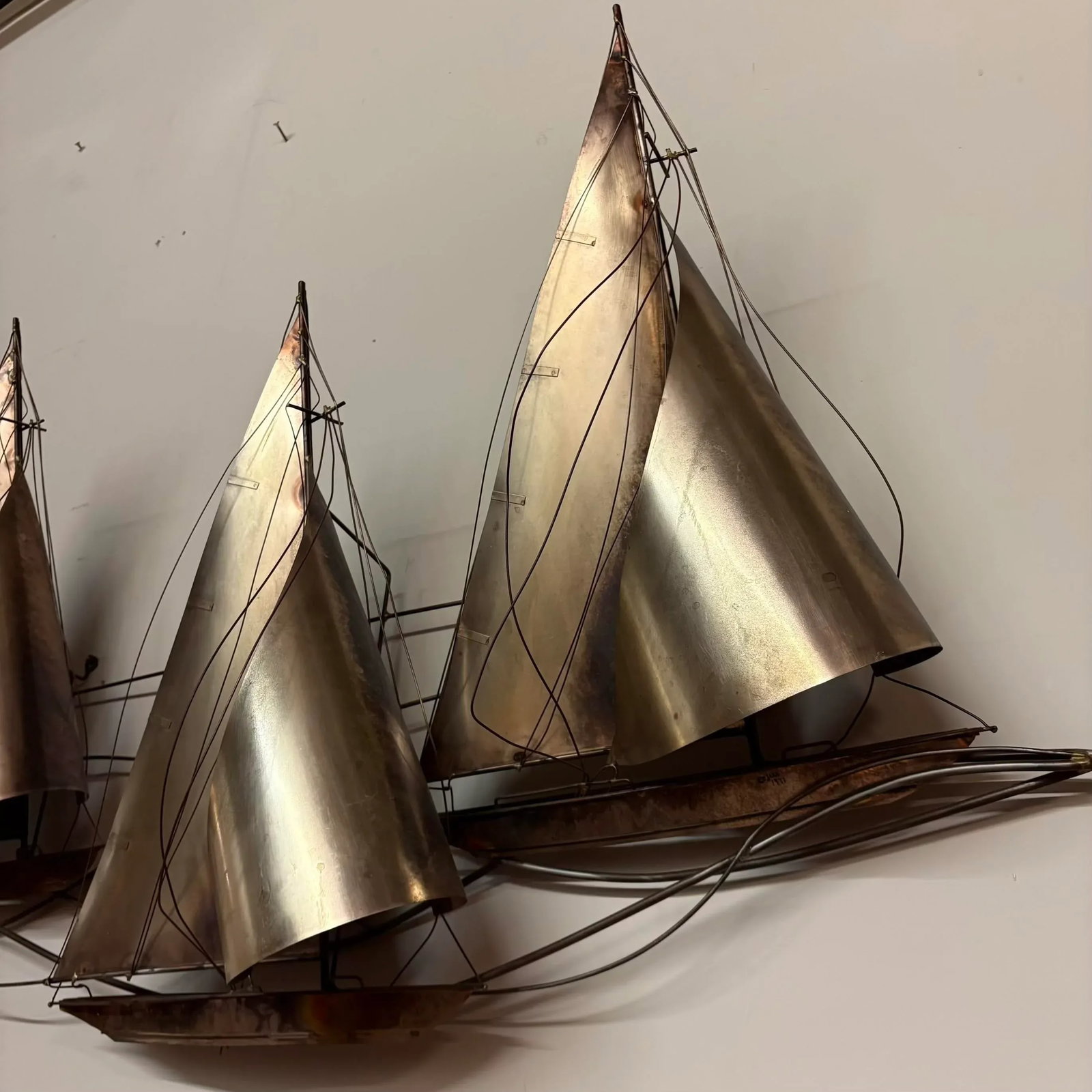 Vintage 1977 Curtis Jere Sailboat Wall Sculpture - 7