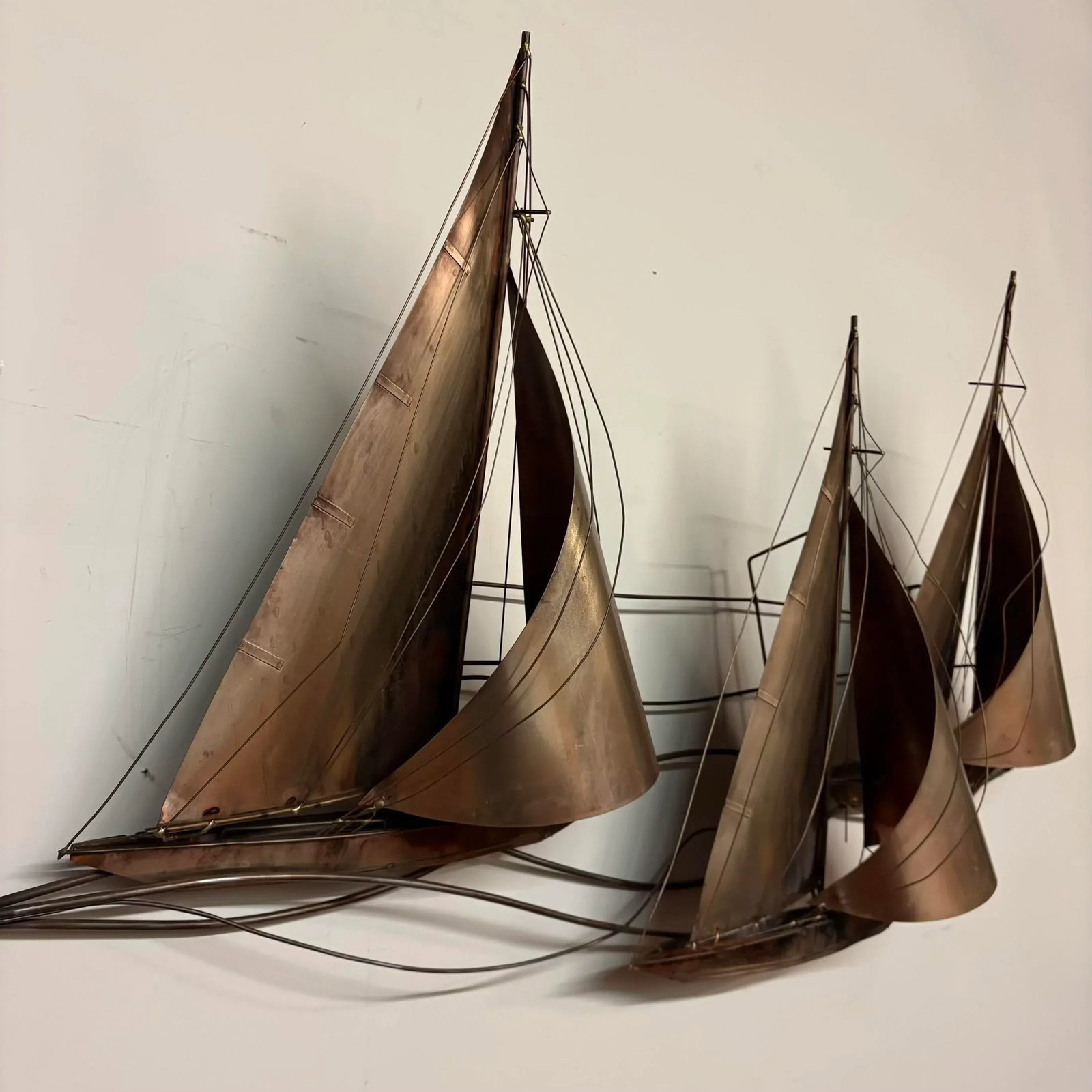 Vintage 1977 Curtis Jere Sailboat Wall Sculpture - 8