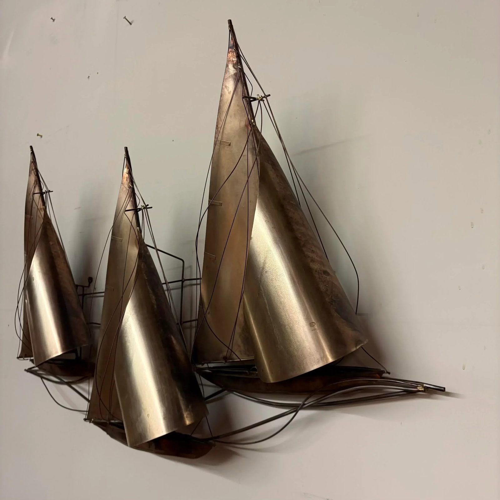 Vintage 1977 Curtis Jere Sailboat Wall Sculpture - 9