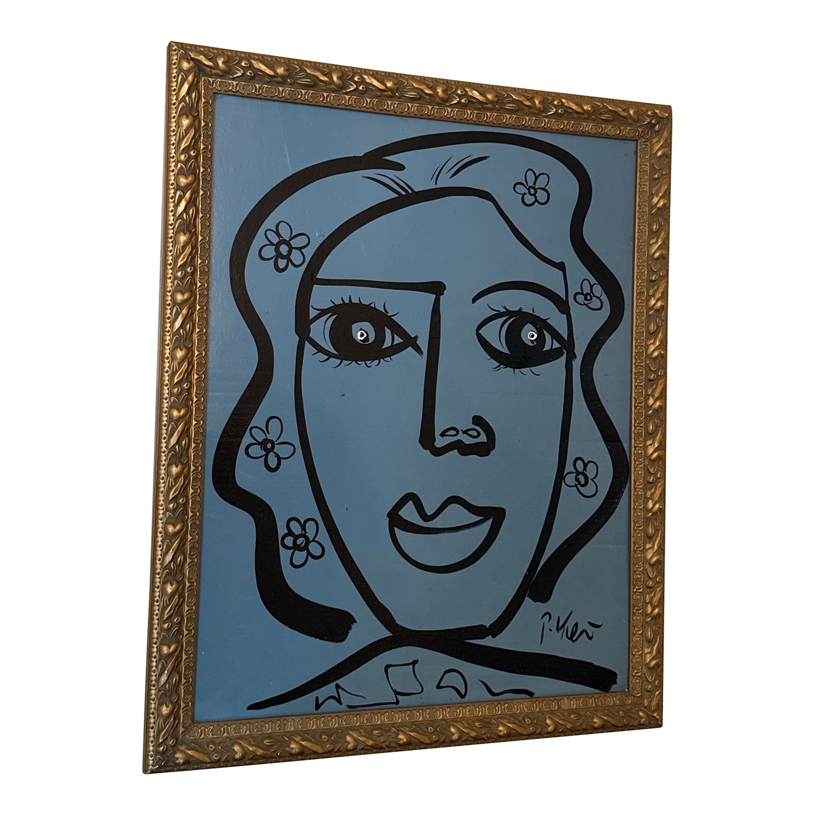 1970s Peter Keil Original Blue Abstract Portrait Painting, Framed: Fantastic original paintings by Listed world renowned artist Peter Robert Keil (born 1942 Germany) Peter has self proclaimed to be the last of the living legend artists working in his career with