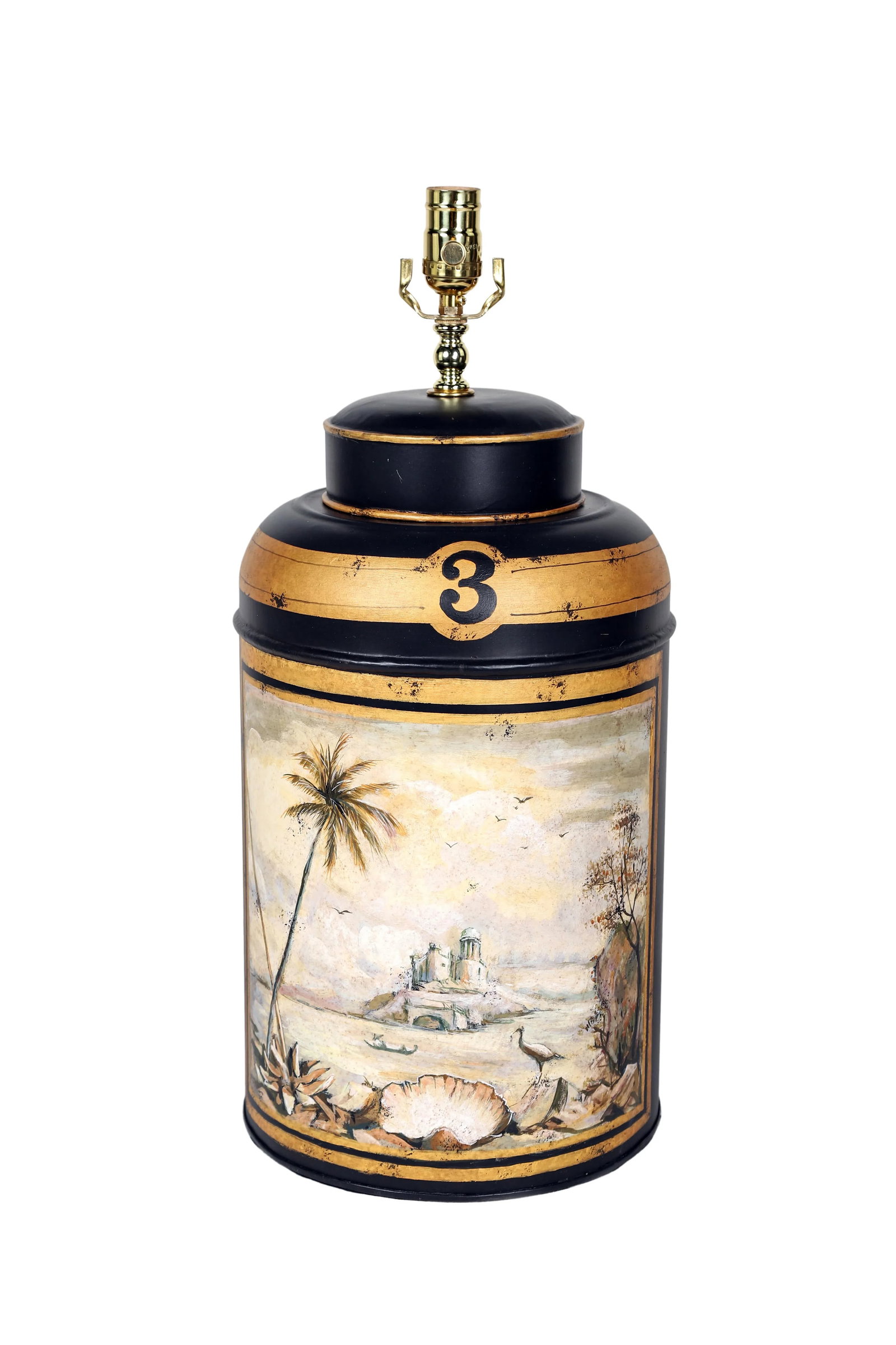 Vintage English Export Hand Painted Tea Caddy Lamp - 6