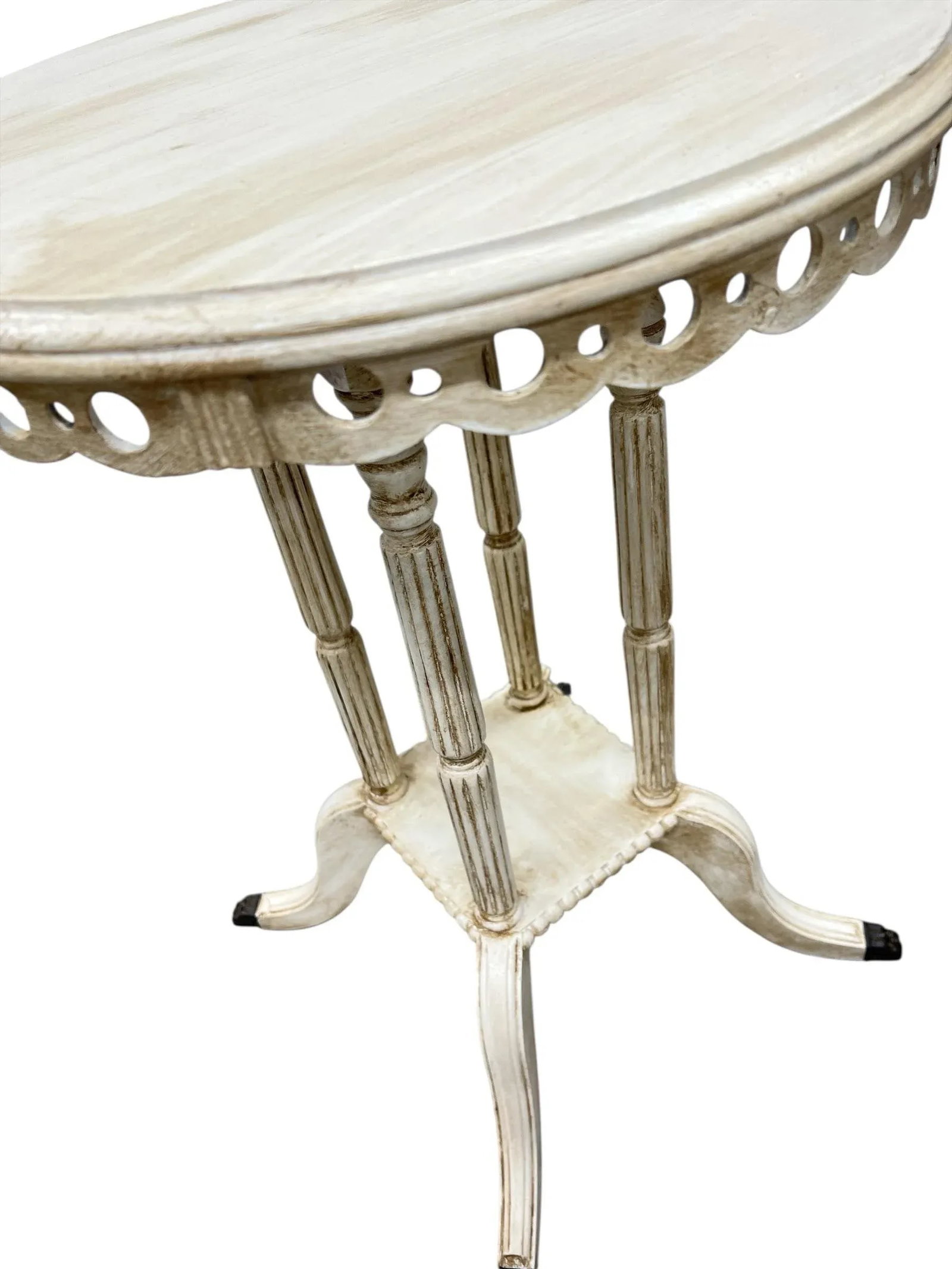 Vintage Hand Painted Side Drink Table With Scalloped and Pierced Apron and Claw Feet - 2