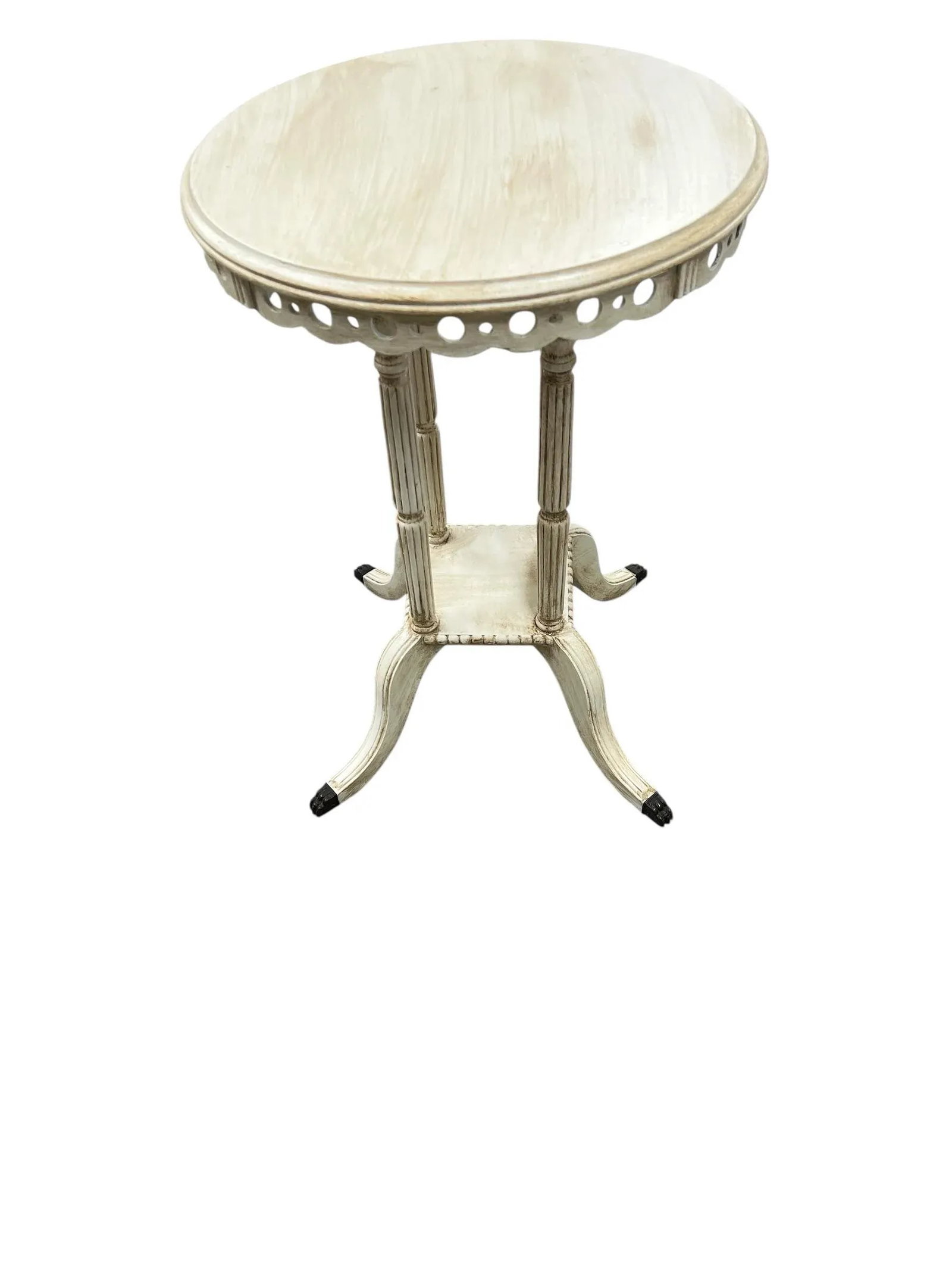 Vintage Hand Painted Side Drink Table With Scalloped and Pierced Apron and Claw Feet - 5