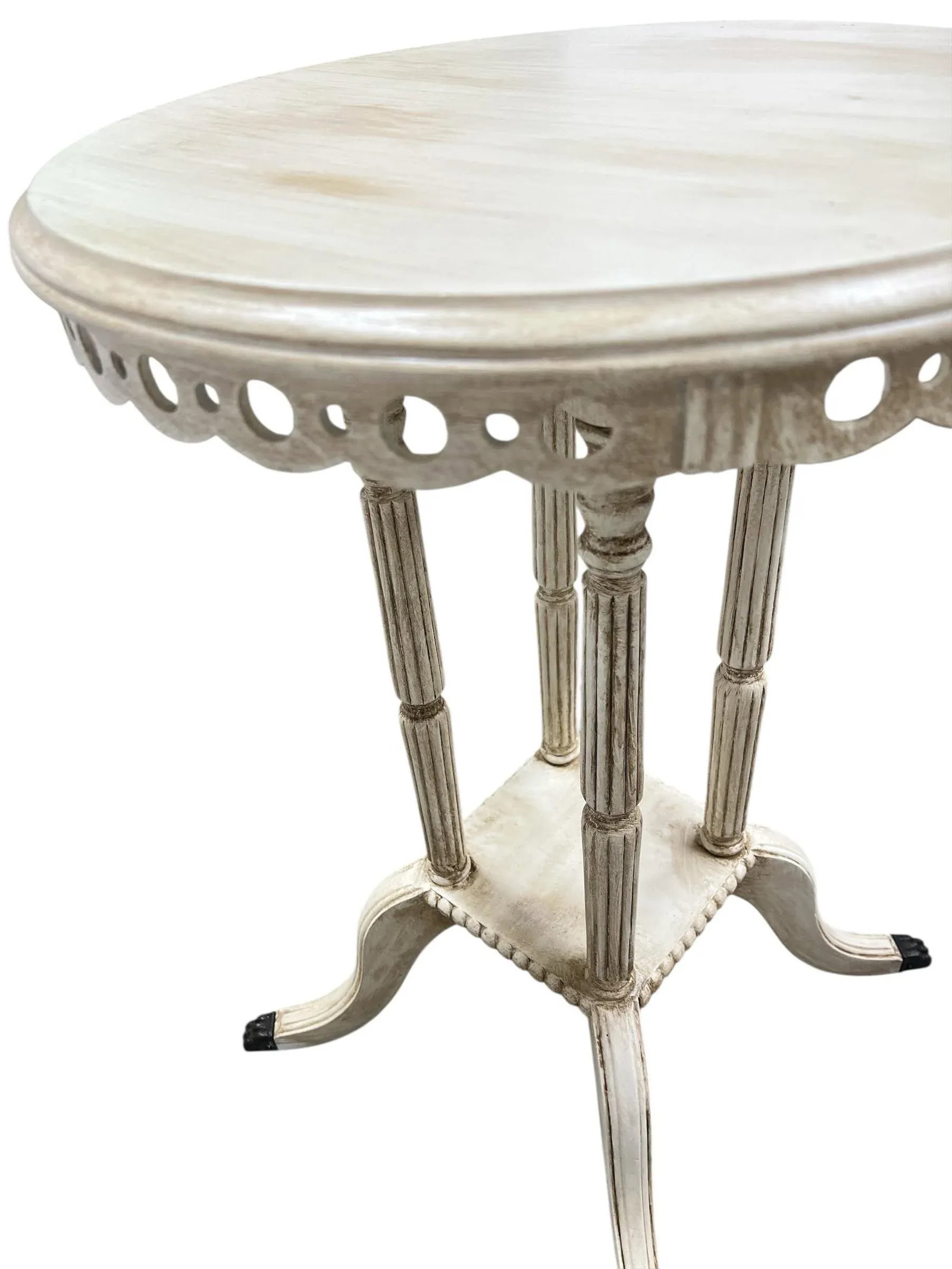 Vintage Hand Painted Side Drink Table With Scalloped and Pierced Apron and Claw Feet - 7