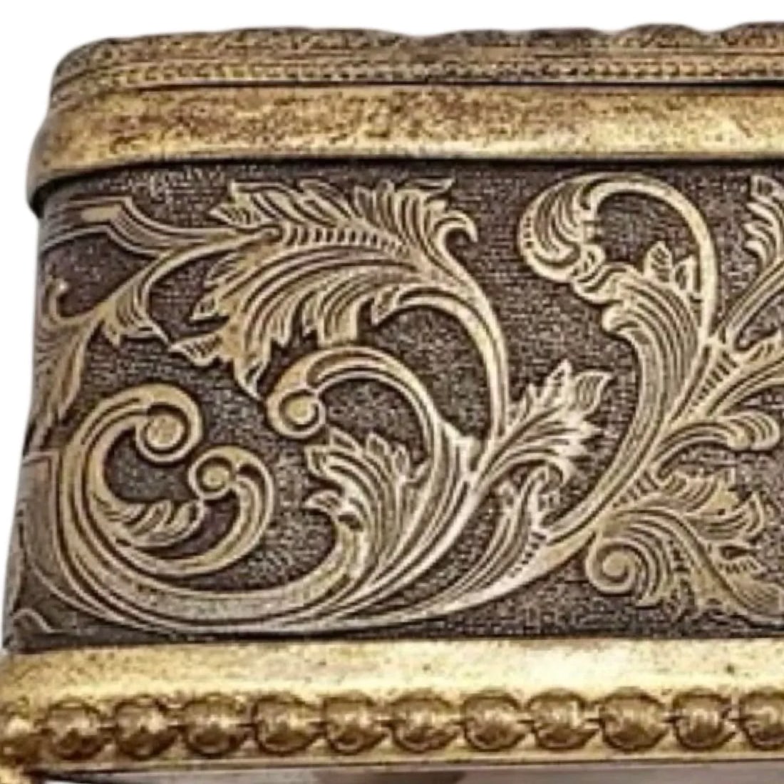Antique French Ormolu Glass Jewelry Box With Original Tufted Coral Silk Interior - 8