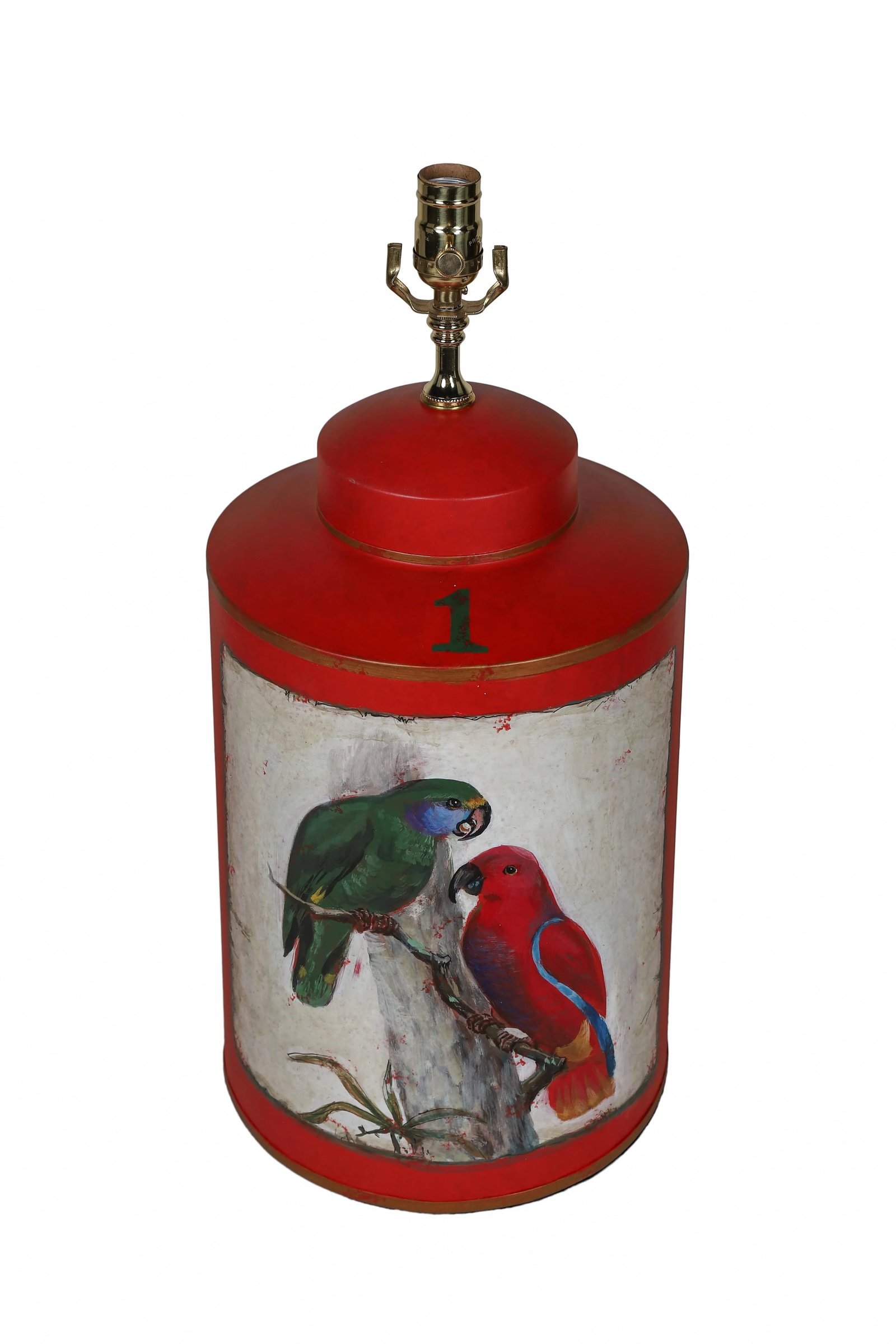 Vintage English Export Hand Painted Tea Caddy Lamp - 2