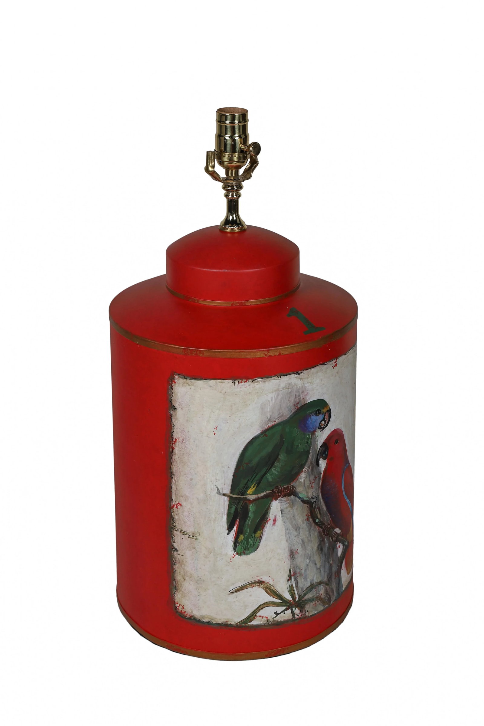 Vintage English Export Hand Painted Tea Caddy Lamp - 3