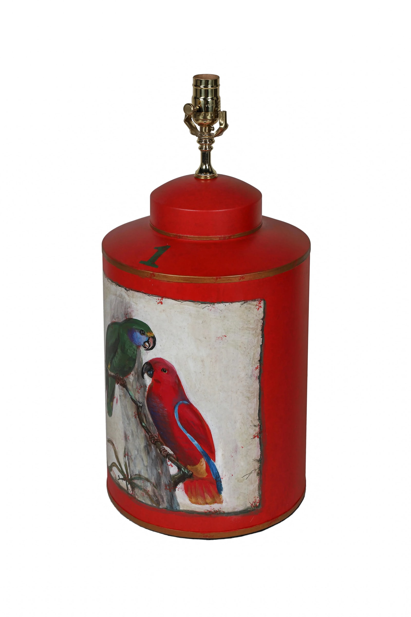 Vintage English Export Hand Painted Tea Caddy Lamp - 4