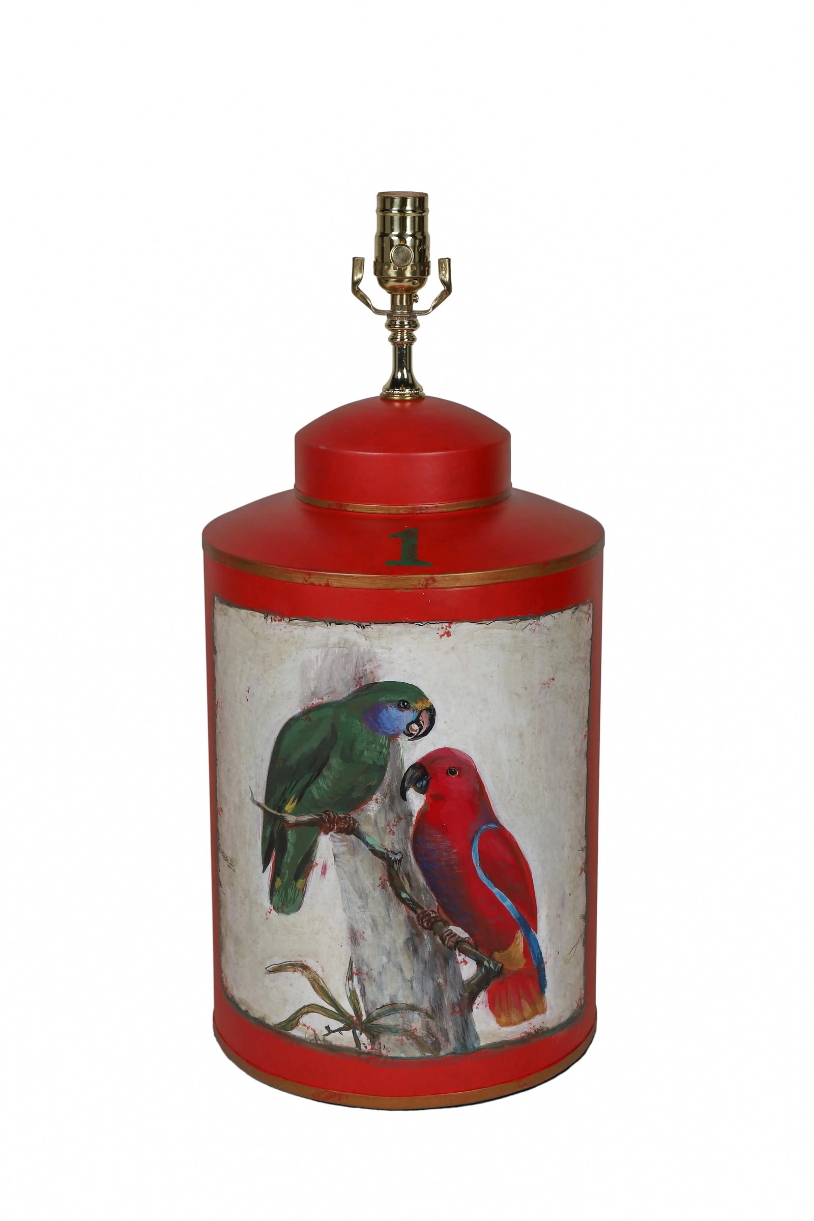 Vintage English Export Hand Painted Tea Caddy Lamp - 7