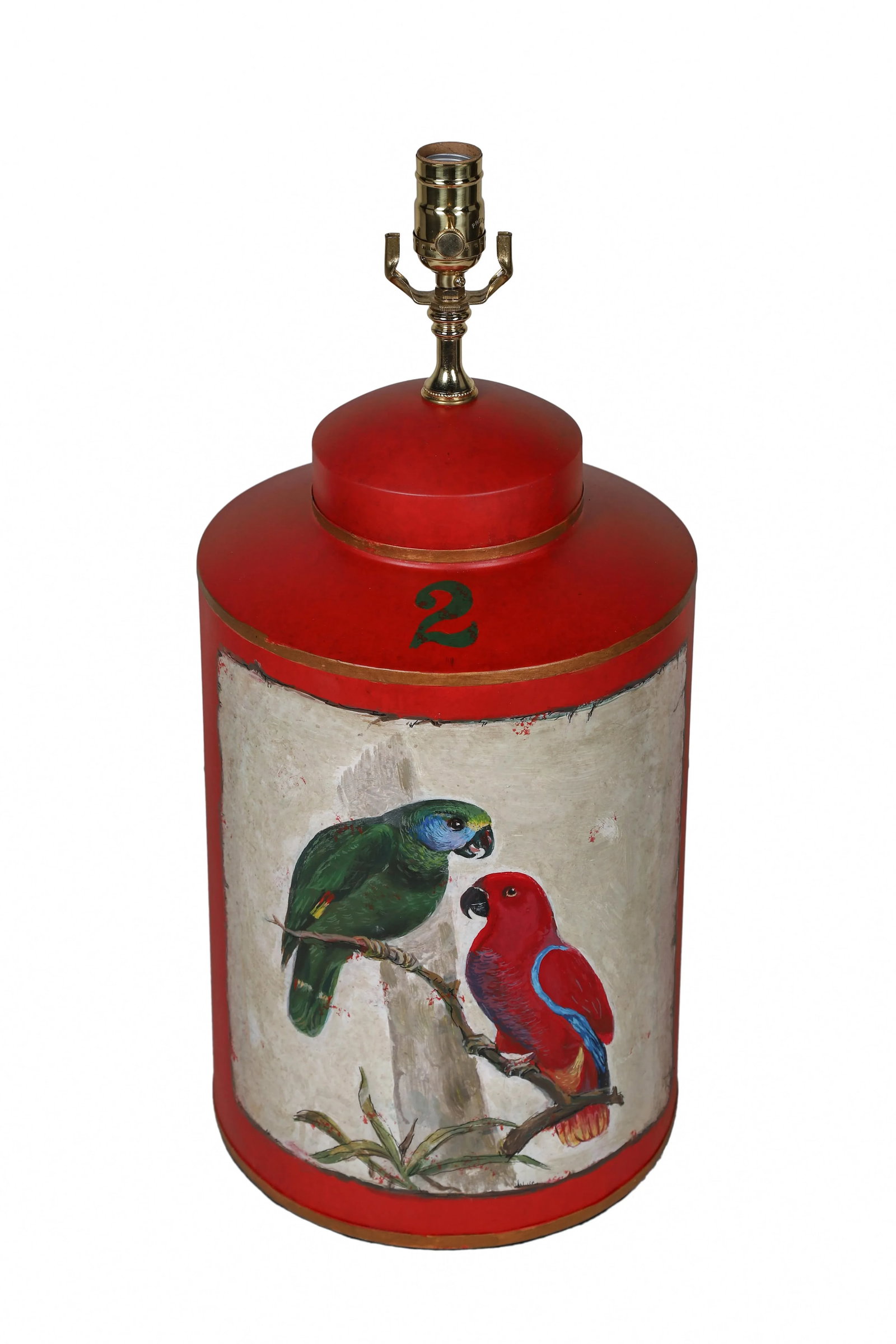 Vintage English Export Hand Painted Tea Caddy Lamp - 2