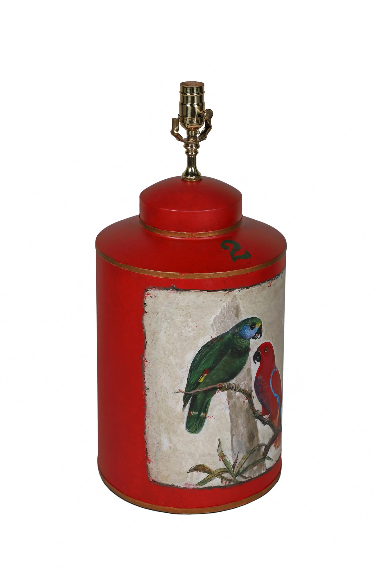 Vintage English Export Hand Painted Tea Caddy Lamp - 3