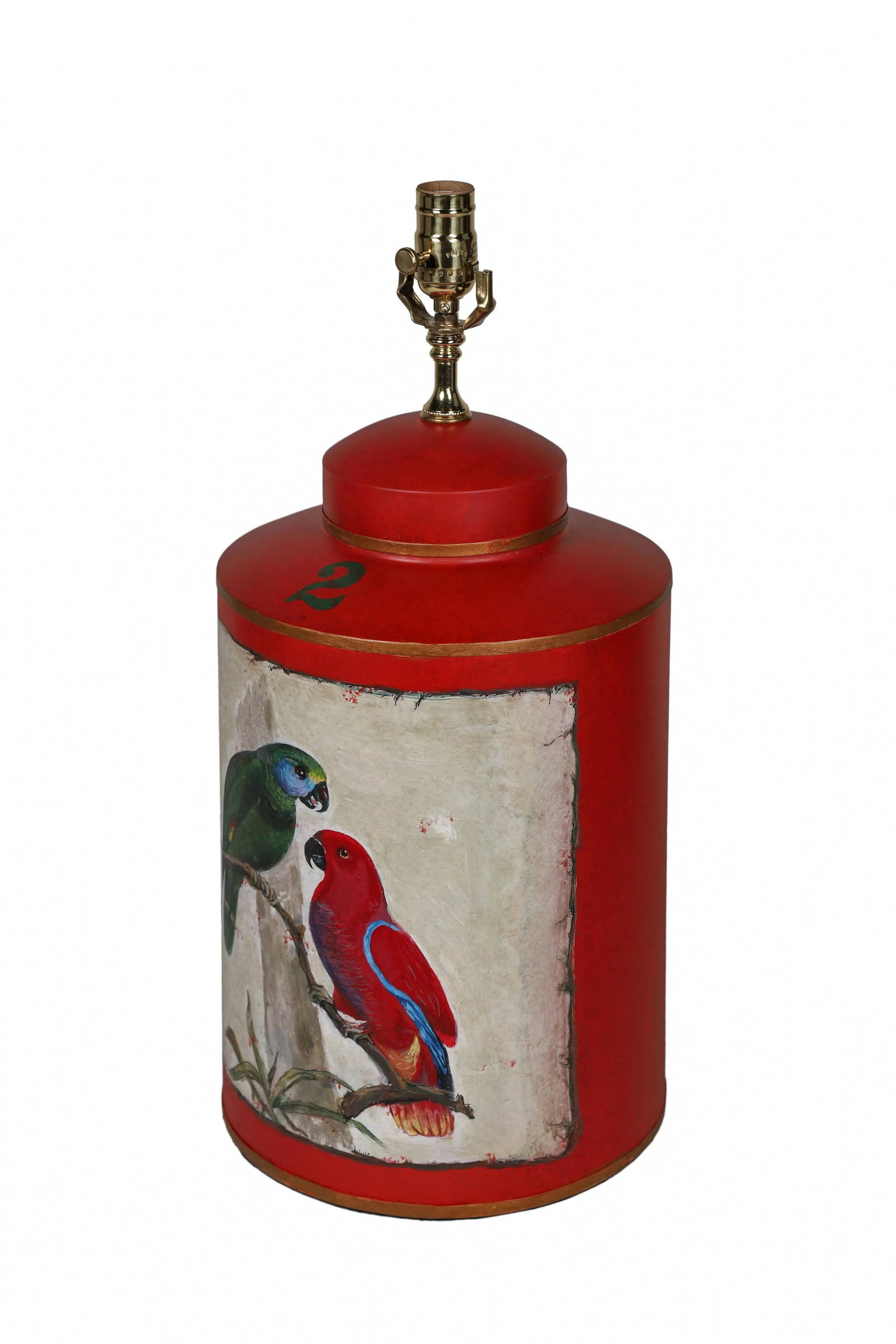 Vintage English Export Hand Painted Tea Caddy Lamp - 4