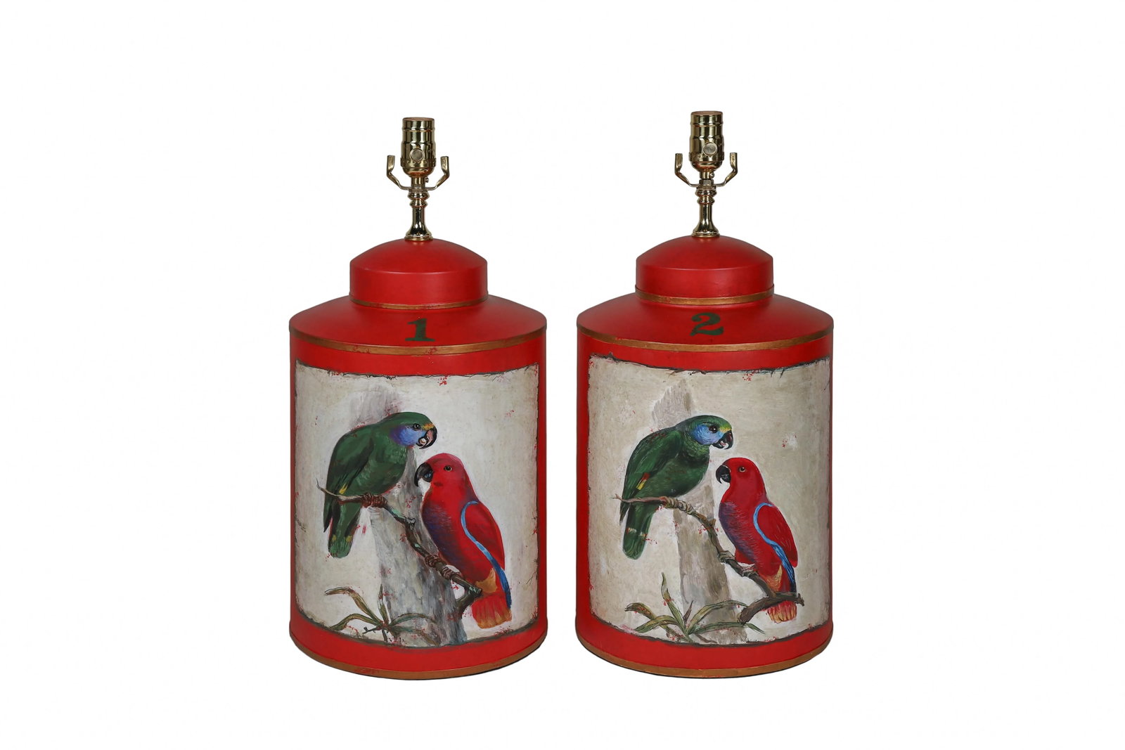 Vintage English Export Hand Painted Tea Caddy Lamp - 6