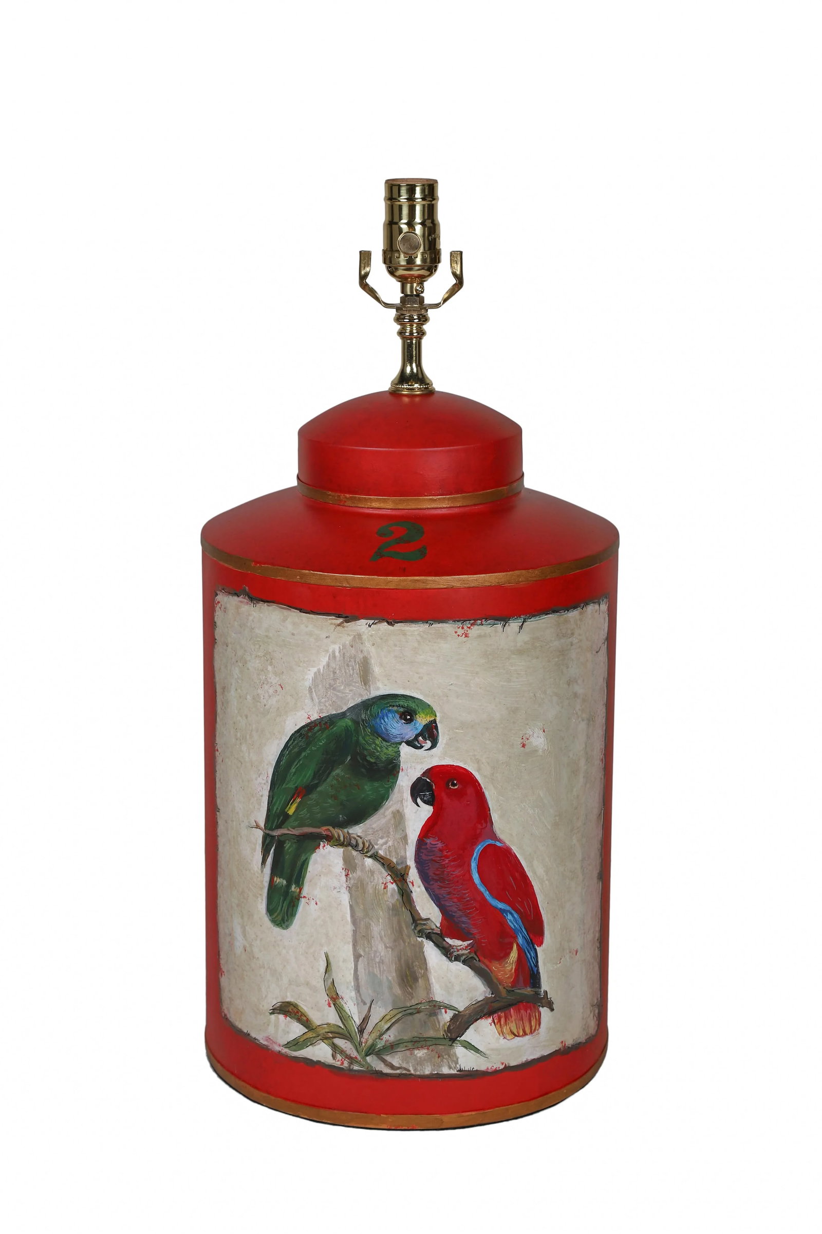 Vintage English Export Hand Painted Tea Caddy Lamp - 7