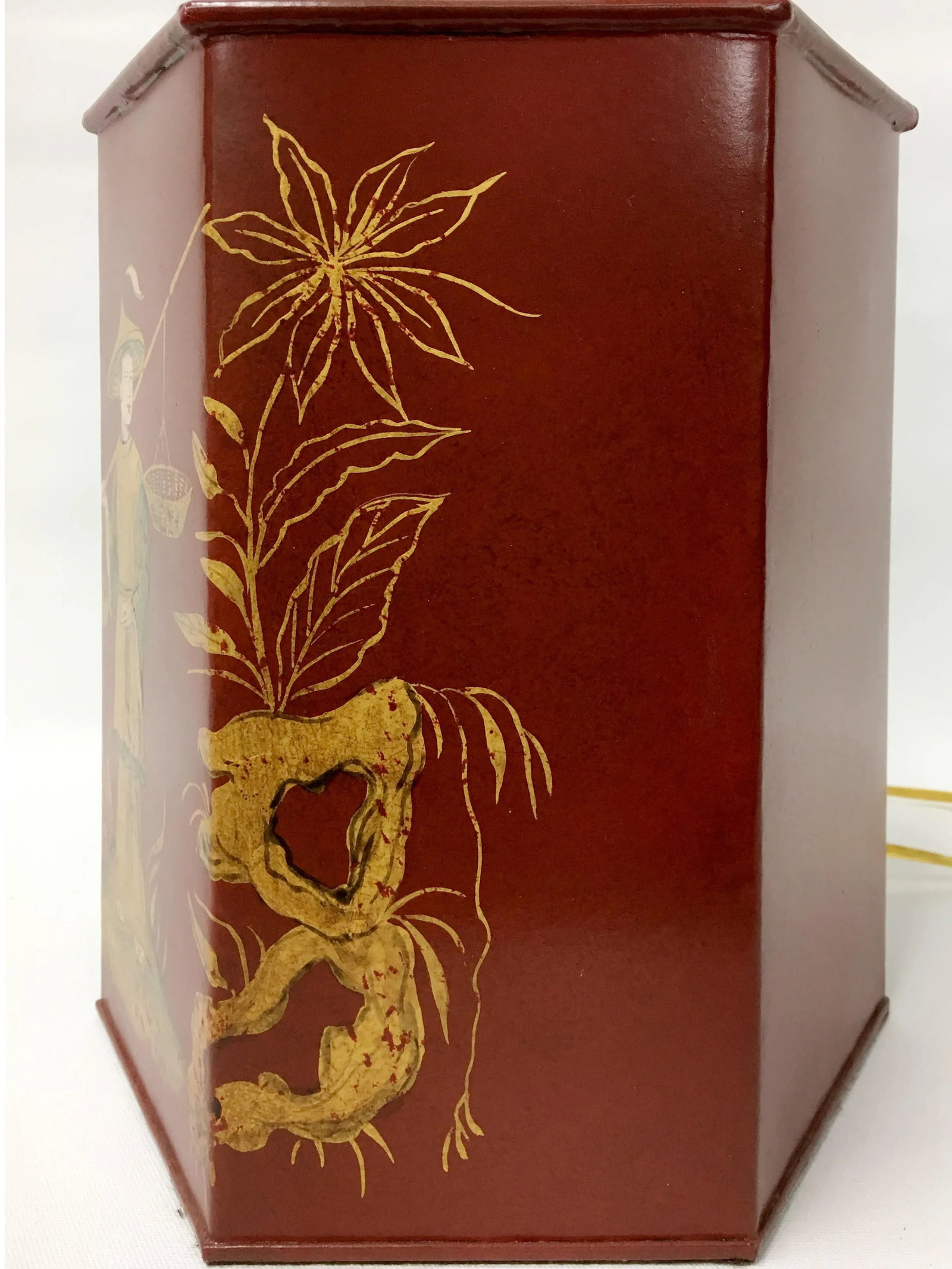 1970s Red Chinoiserie Tea Caddy Lamp - 4