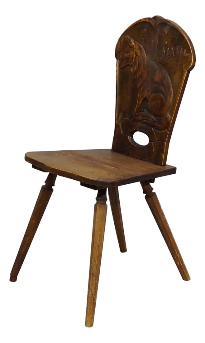 Wooden Carved Bavarian Board Chair Ca. 1900 (1 of 6)