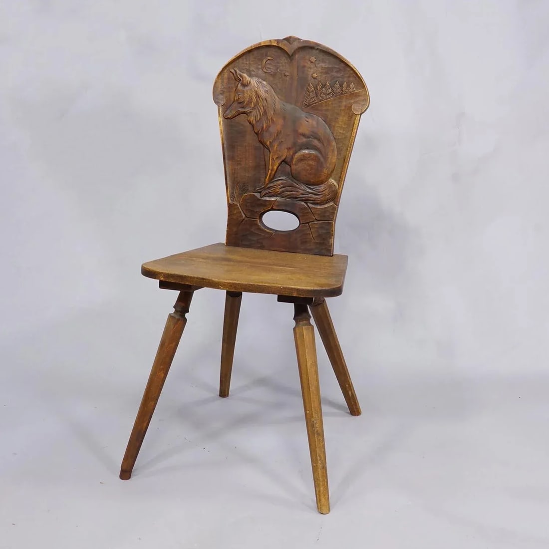 Wooden Carved Bavarian Board Chair Ca. 1900 - 2