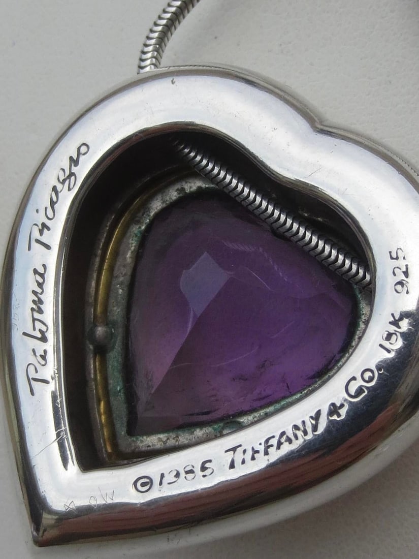Paloma Picasso for Tiffany Amethyst and Sterling Heart Pendant - 4