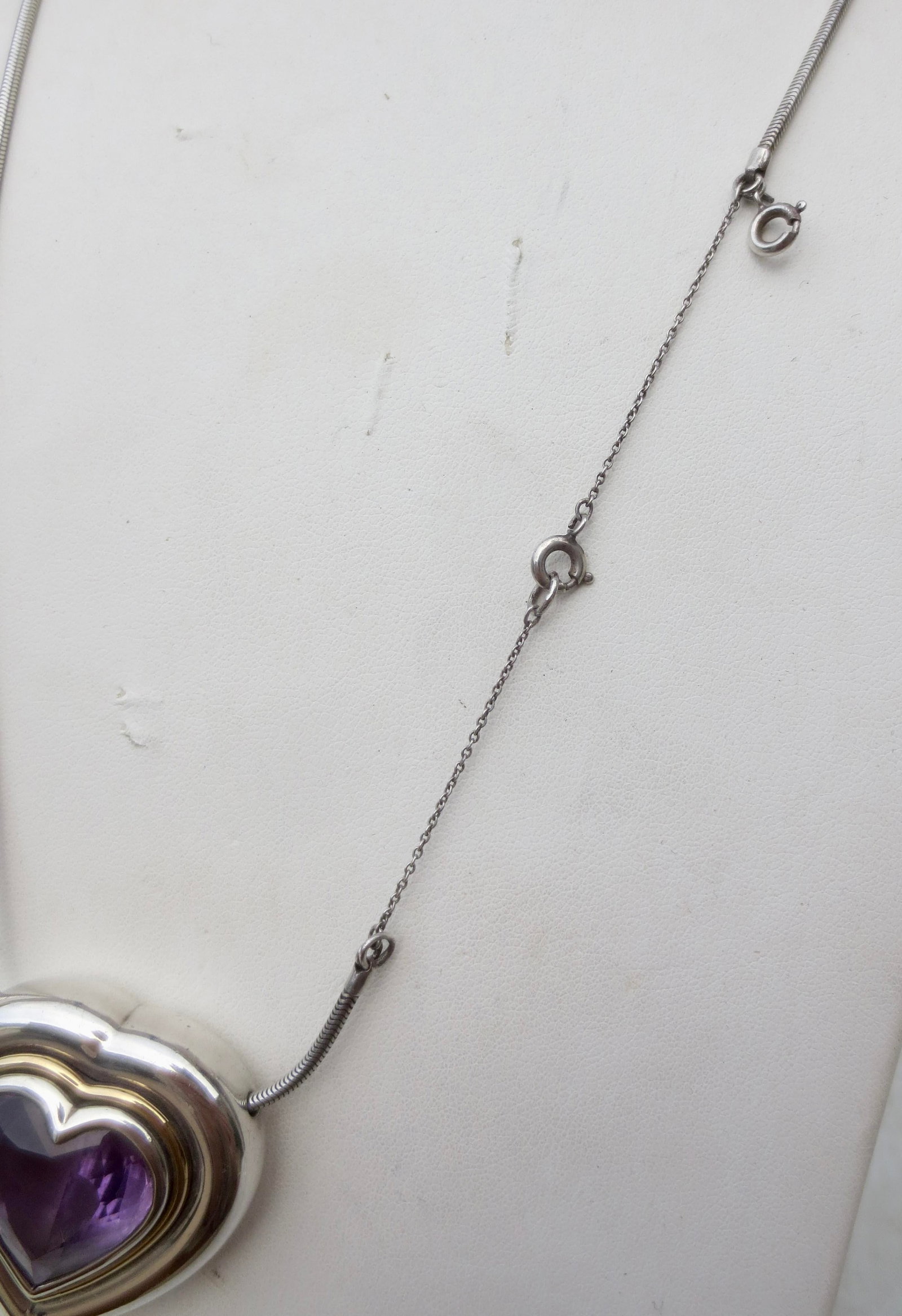 Paloma Picasso for Tiffany Amethyst and Sterling Heart Pendant - 5