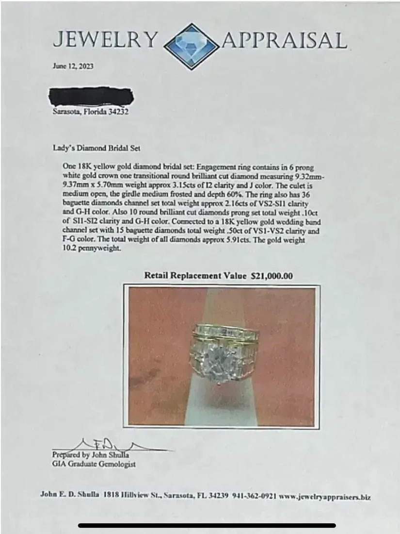 18k Yellow Gold With 5.91 CTW Diamonds Bridal Ring Set - 11