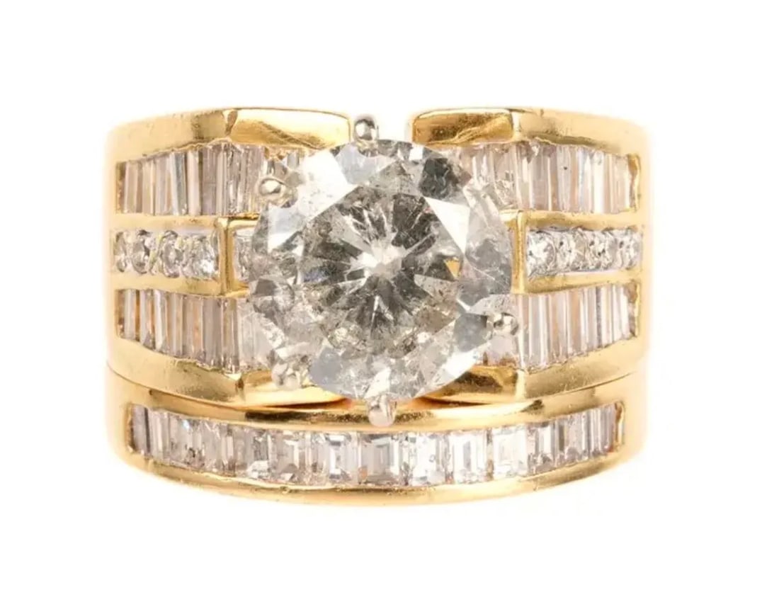 18k Yellow Gold With 5.91 CTW Diamonds Bridal Ring Set - 2